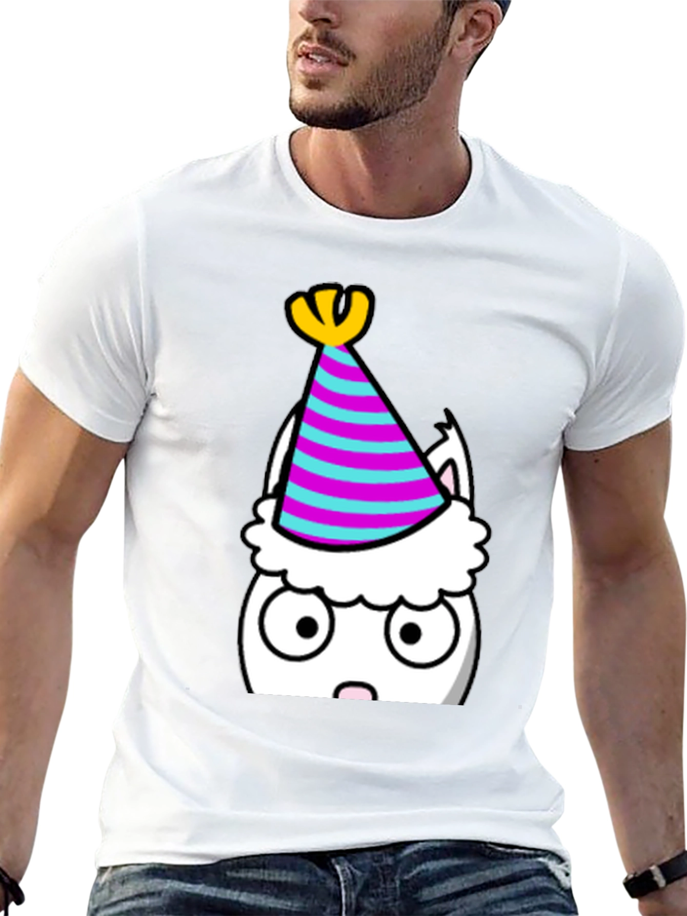 Party Cat T-Shirt - Black Cotton Graphic Tee