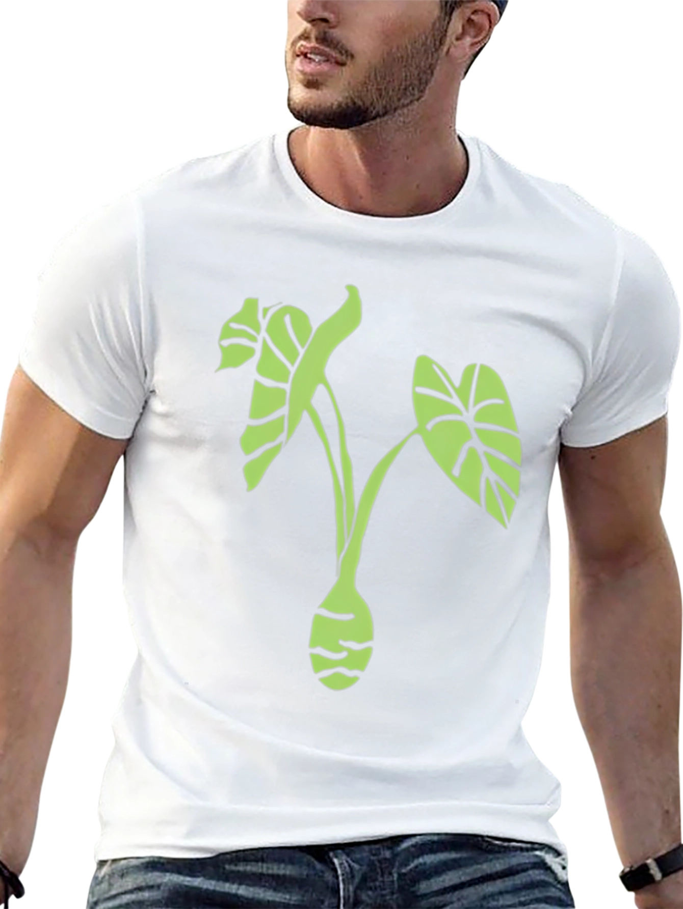 Leaf Print Black T-Shirt - Stylish Plant Tee