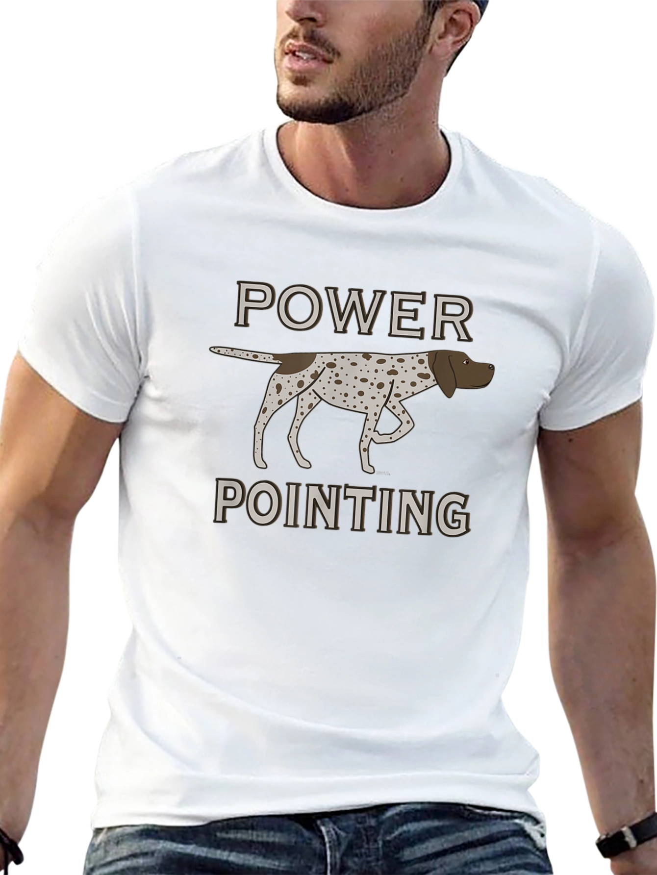 Power Pointing Dog Graphic T-Shirt
