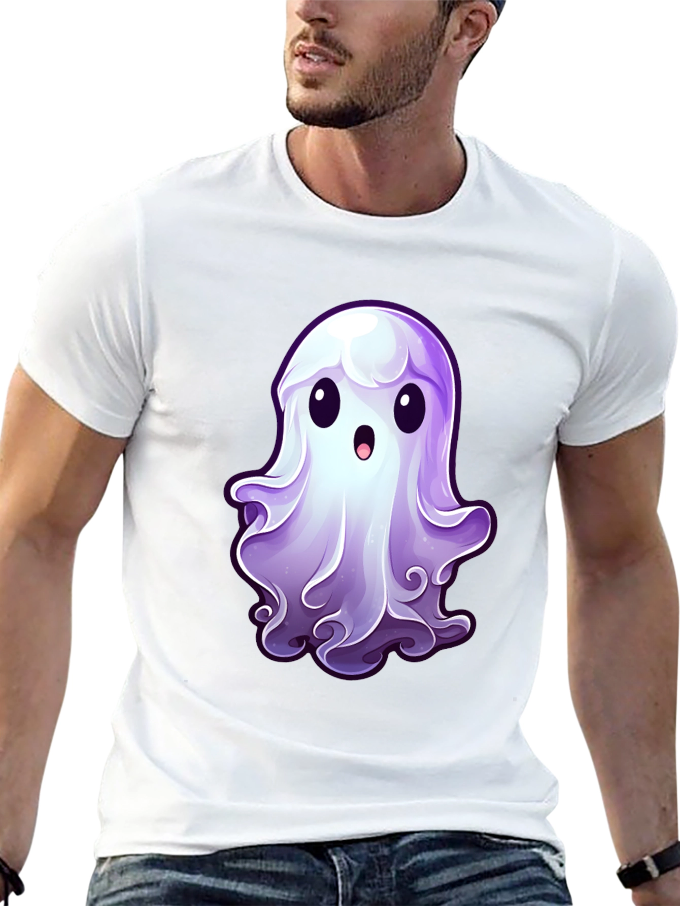 Cute Ghost Graphic T-Shirt - Spooky Season Apparel