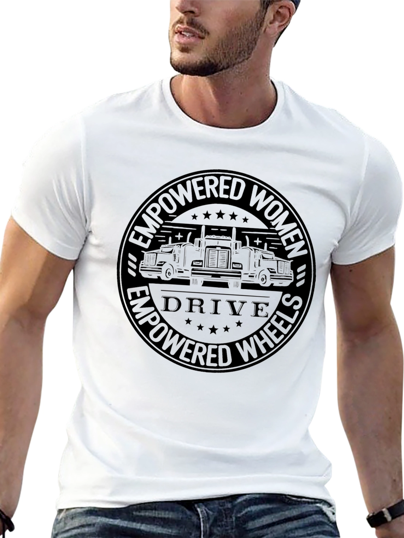 Empowered Women Drive Wheels Black T-Shirt