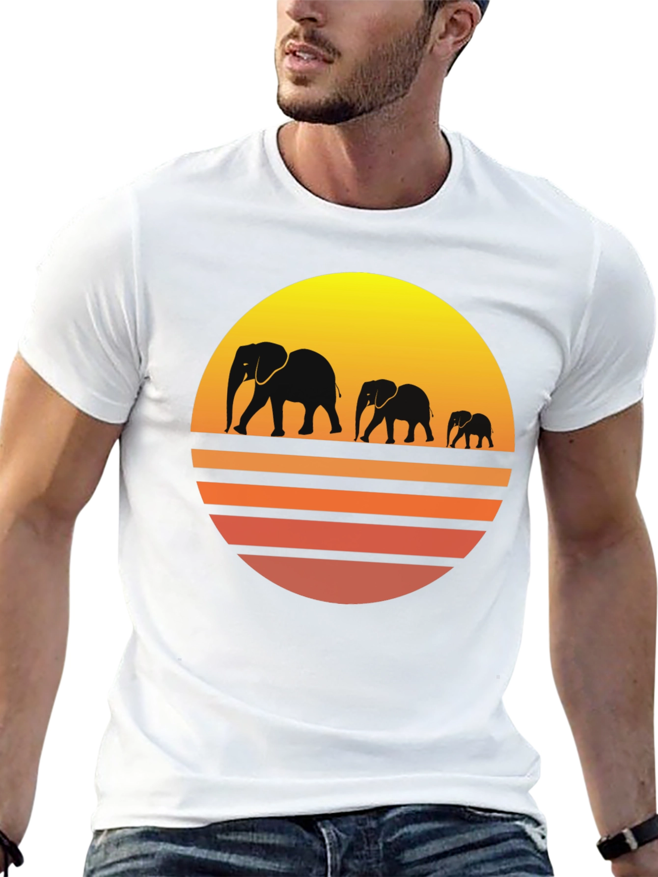 Elephant Sunset Graphic Tee - Mens Black T-Shirt