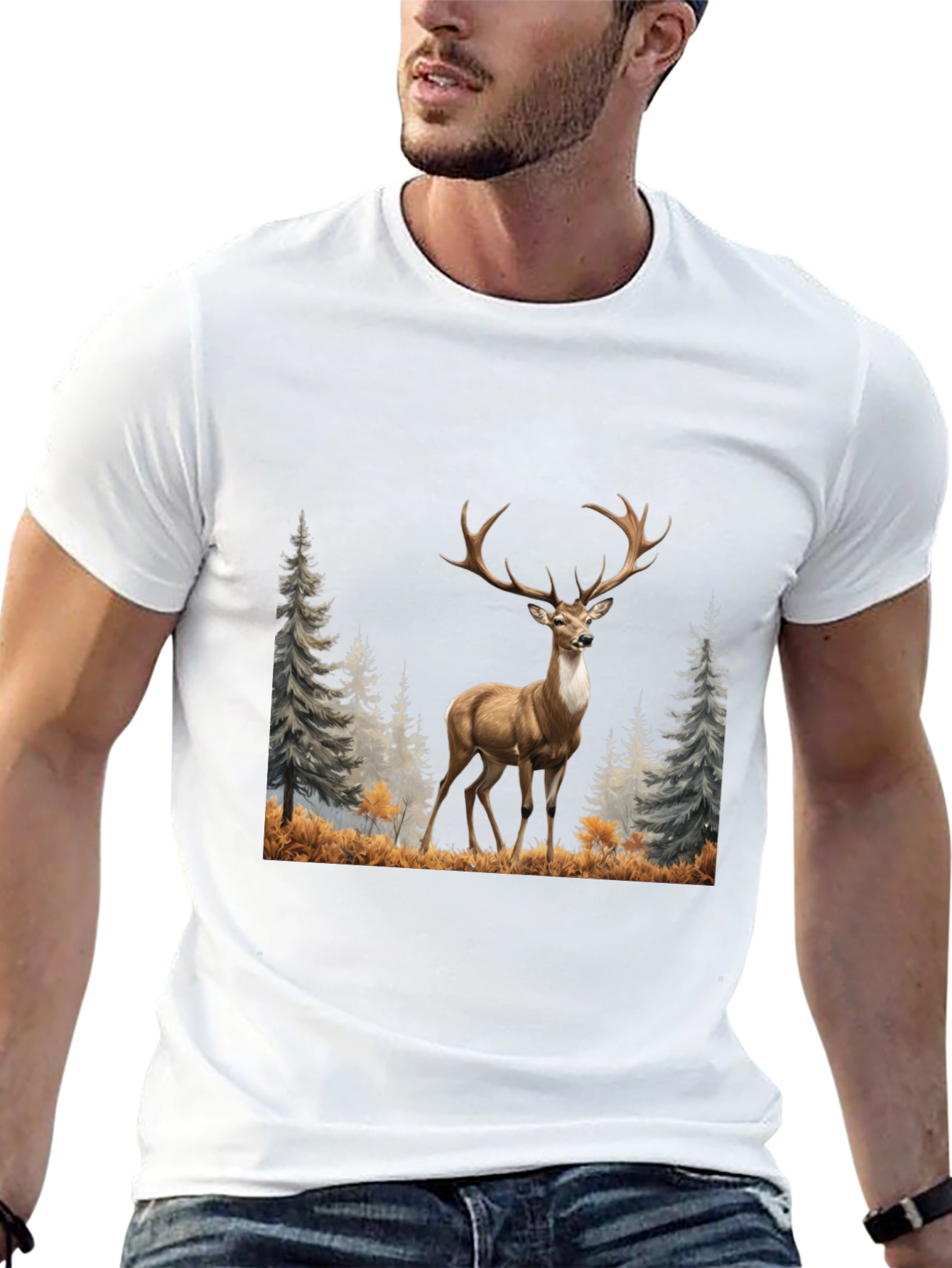 Deer Graphic Tee - Wildlife Inspired Mens T-Shirt