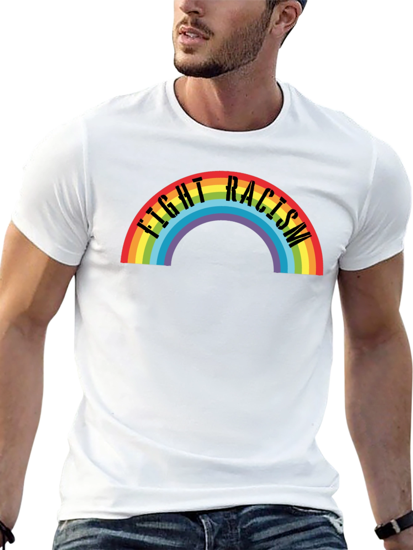 Fight Racism Rainbow T-Shirt - Black