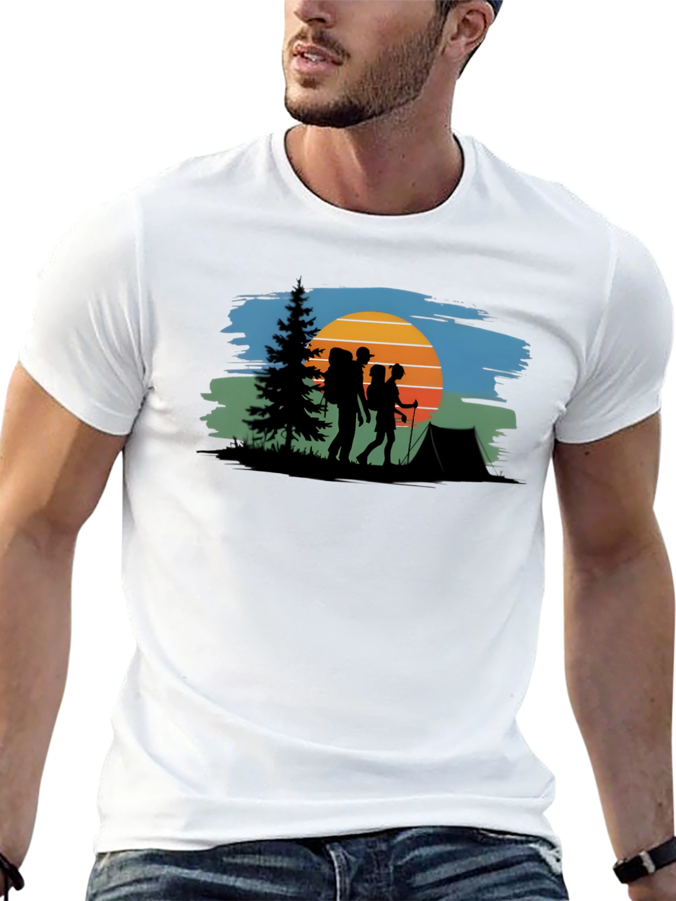 Hiking Adventure T-Shirt - Nature Silhouette Design