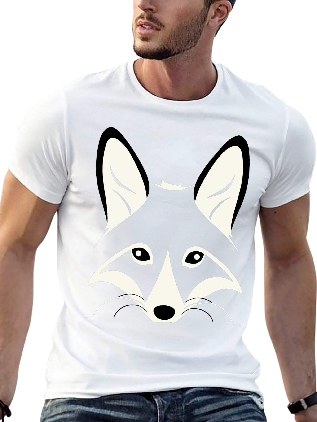 Black T-Shirt with Fox Graphic