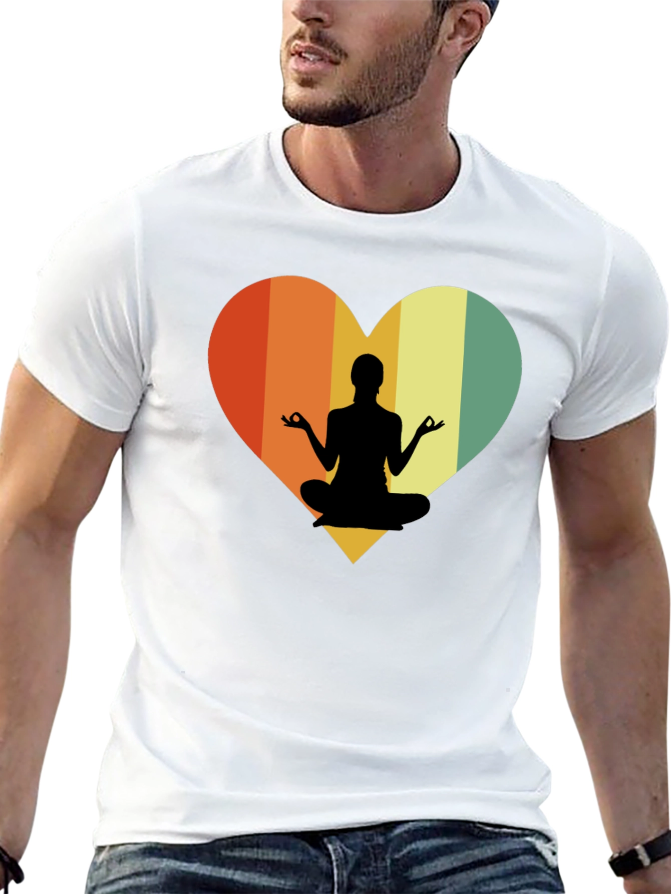 Yoga Heart Graphic Tee - Relaxed Fit Black T-Shirt