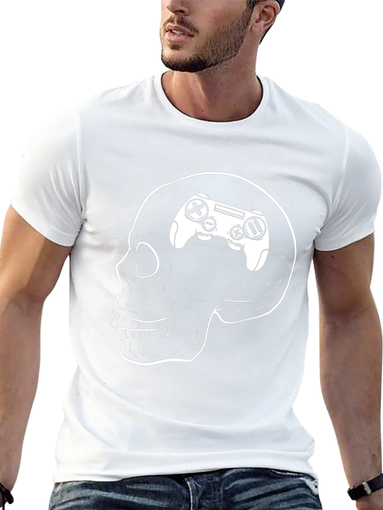 Gamer Brain Skull T-Shirt - Black