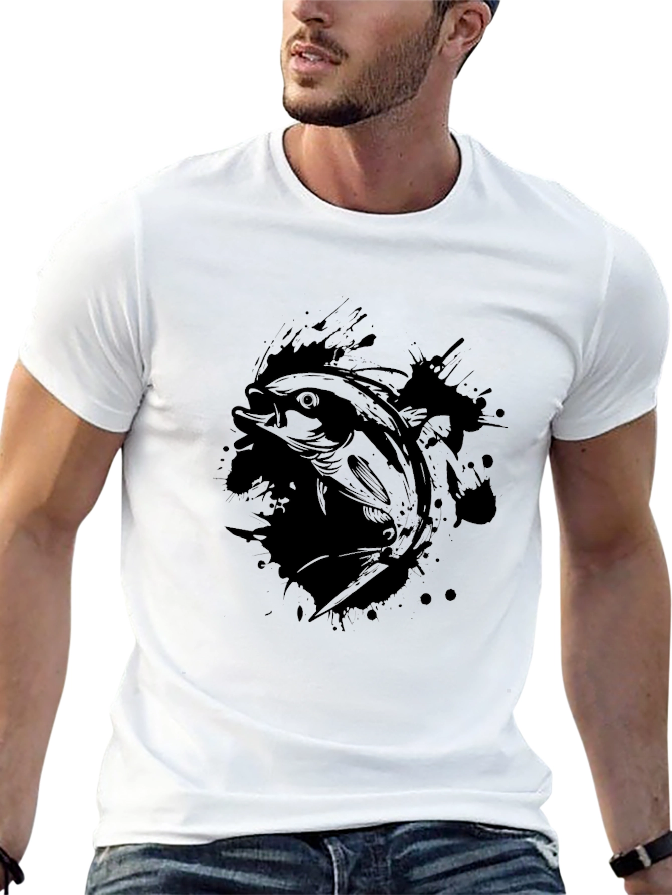 Black Fish Graphic T-Shirt - Stylish Angler Tee