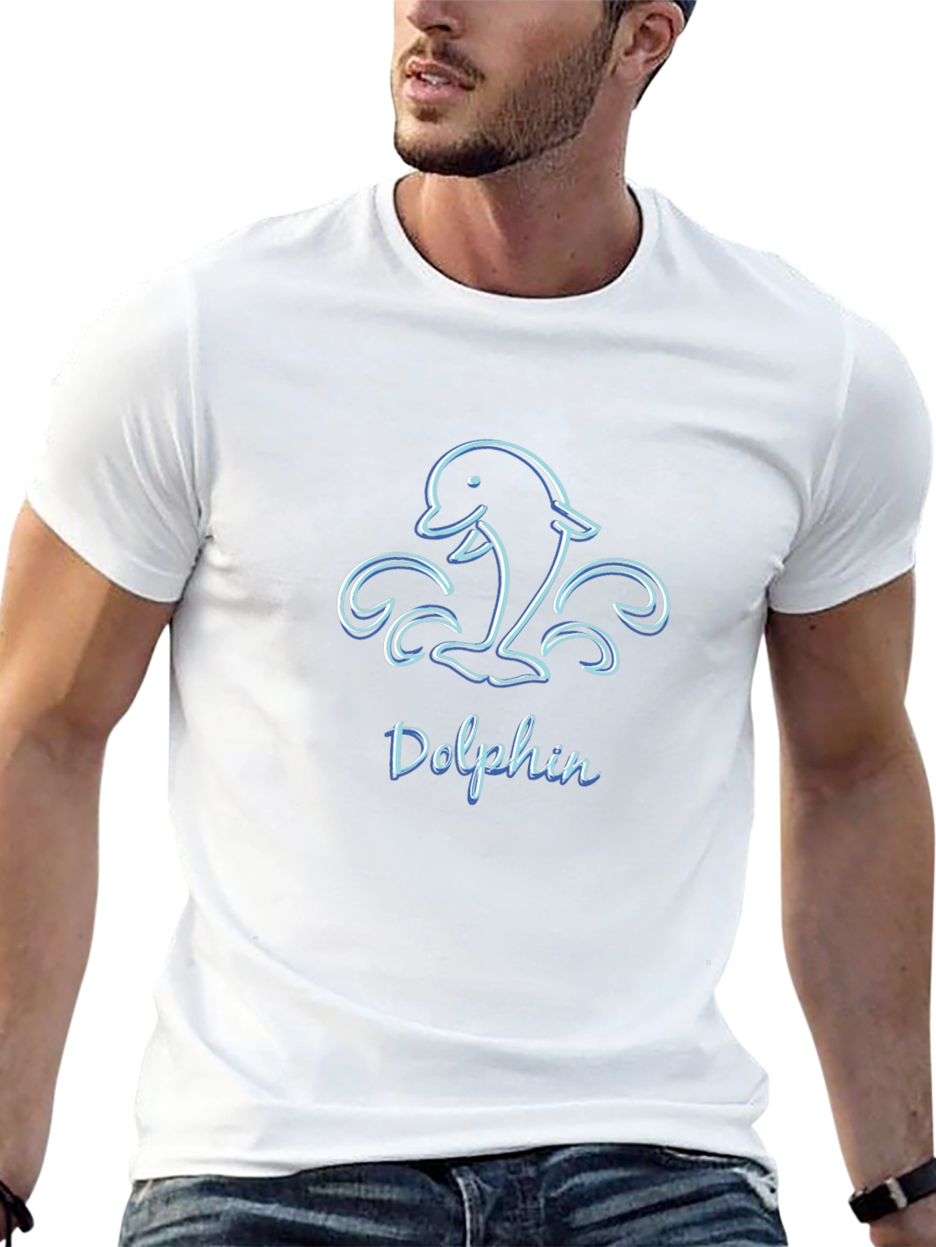 Mens Black Dolphin Graphic T-Shirt