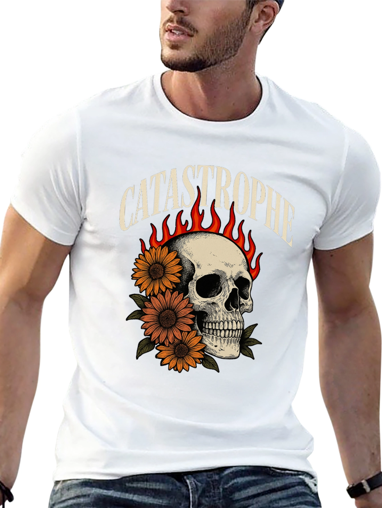 Catastrophe Skull & Sunflower Graphic Tee