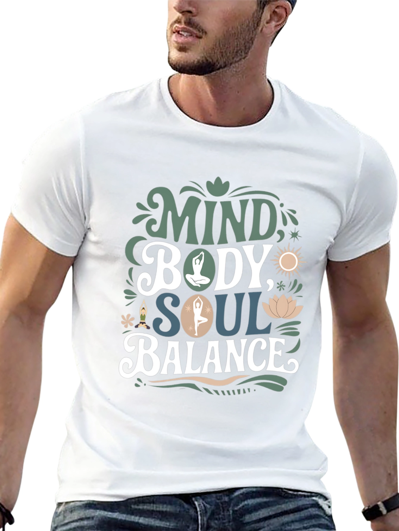 Mind Body Soul Balance T-Shirt - Mens Black Tee