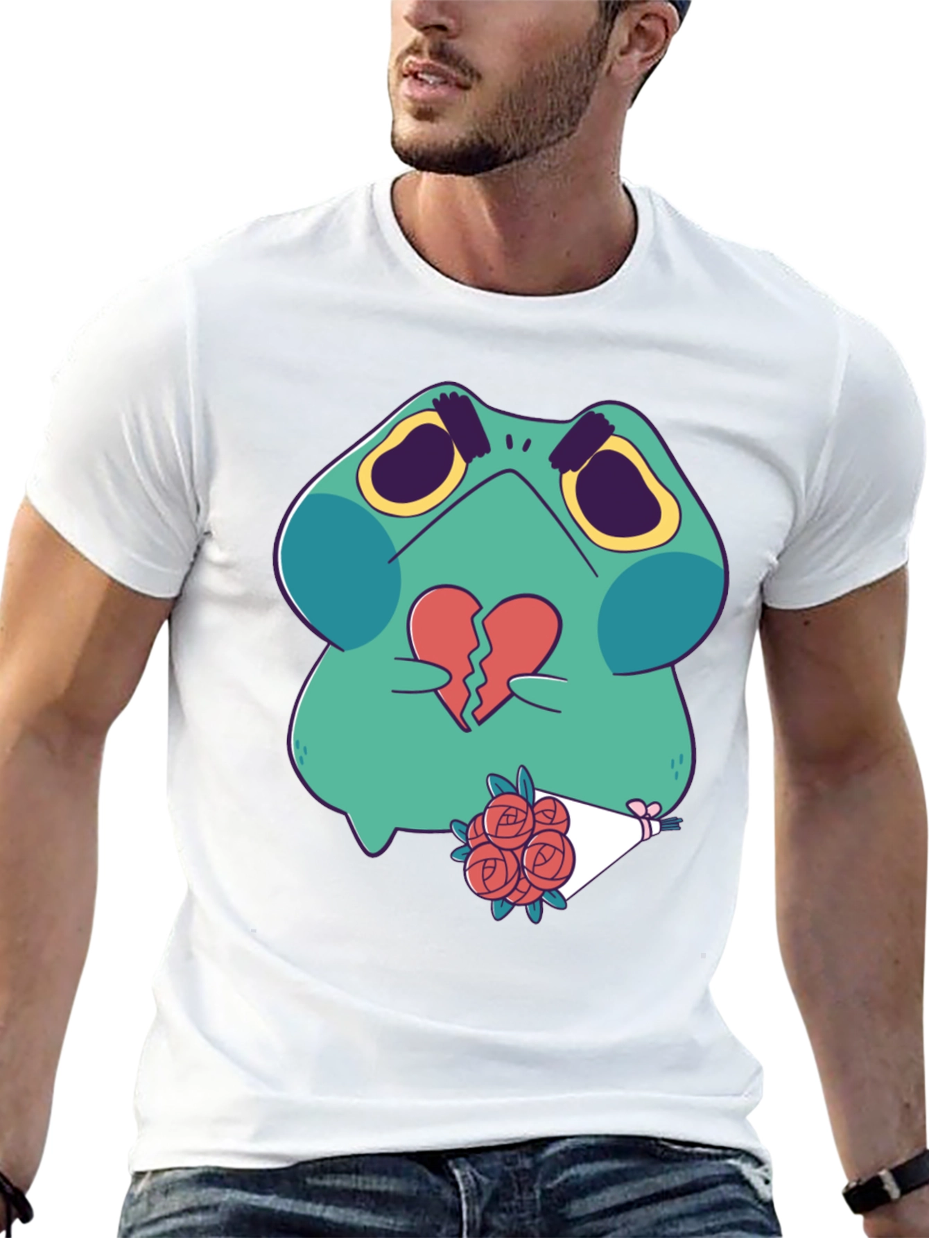 Sad Frog with Broken Heart Graphic T-Shirt