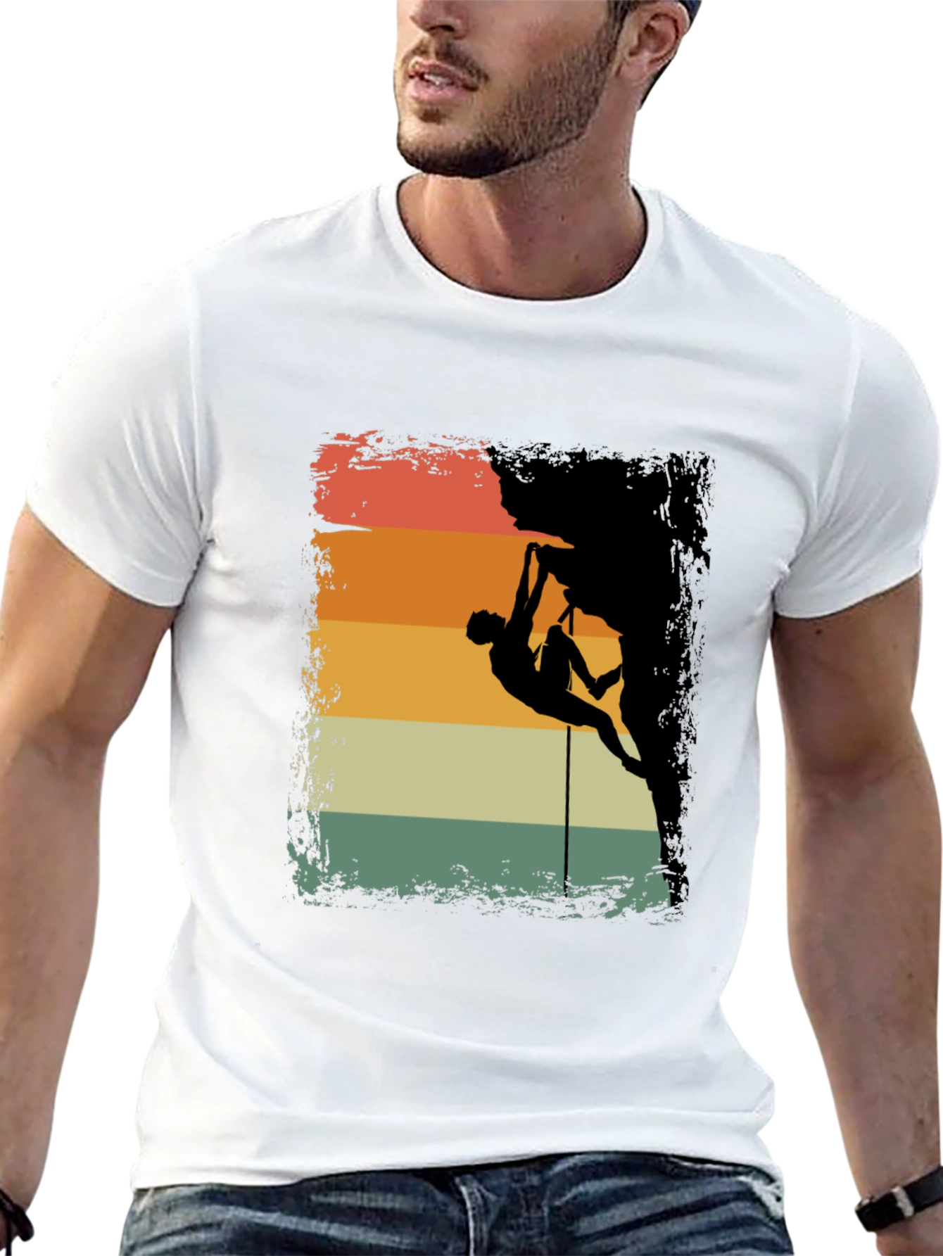 Climbing Silhouette Retro Style Graphic Tee