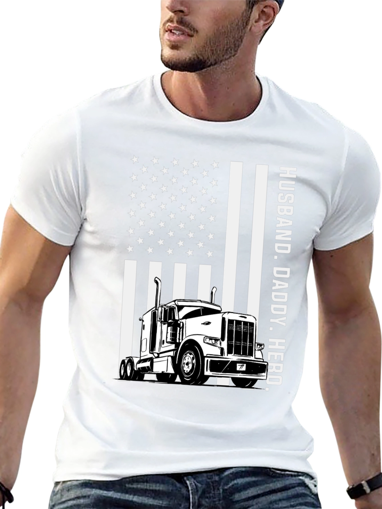 Husband Daddy Hero Trucker T-Shirt