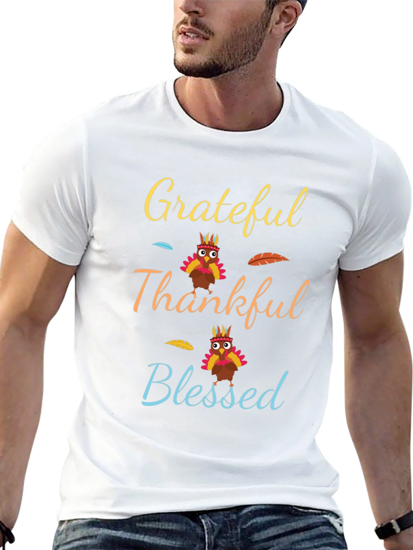 Grateful Thankful Blessed Thanksgiving T-Shirt