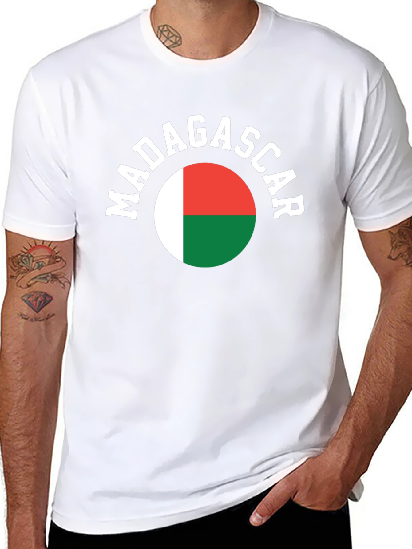 Madagascar Flag T-Shirt - Mens Black Tee
