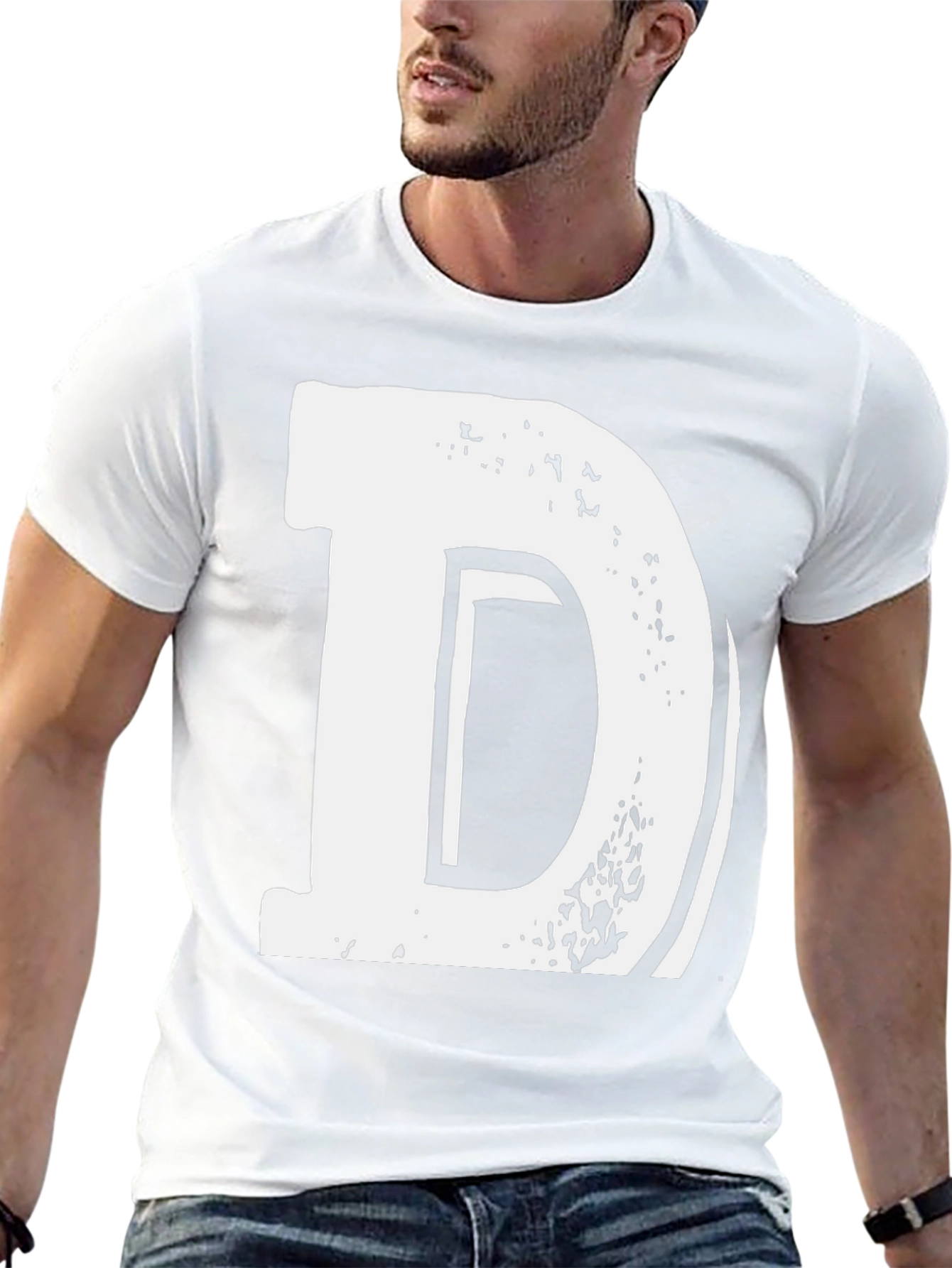 Bold Letter D Graphic Tee - Casual Black T-Shirt