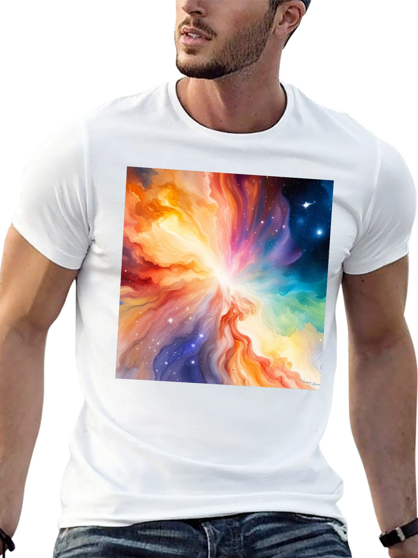 Cosmic Nebula Graphic Tee - Mens Black T-Shirt