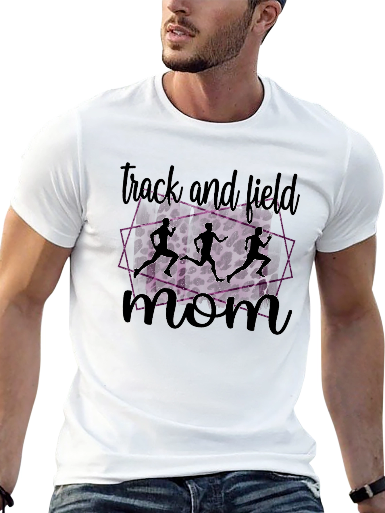Track and Field Mom T-Shirt - Leopard Print