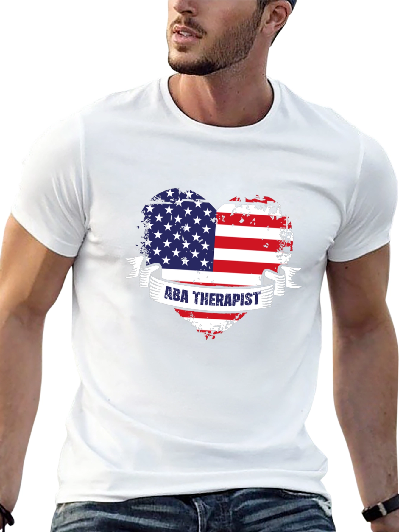 ABA Therapist American Flag Heart T-Shirt