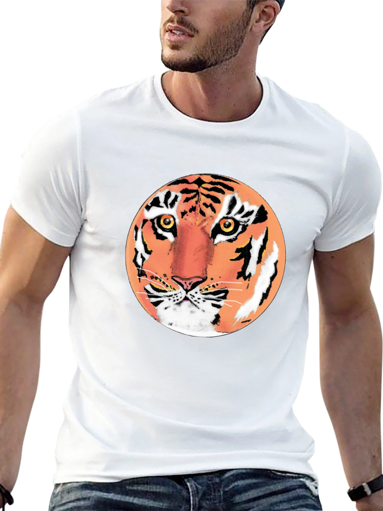 Tiger Graphic Tee - Mens Black Crew Neck