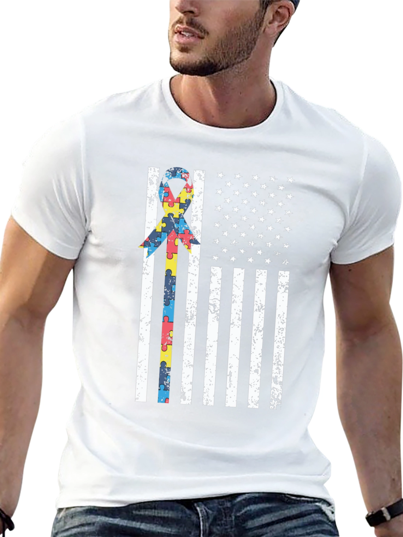 Autism Awareness USA Flag T-Shirt