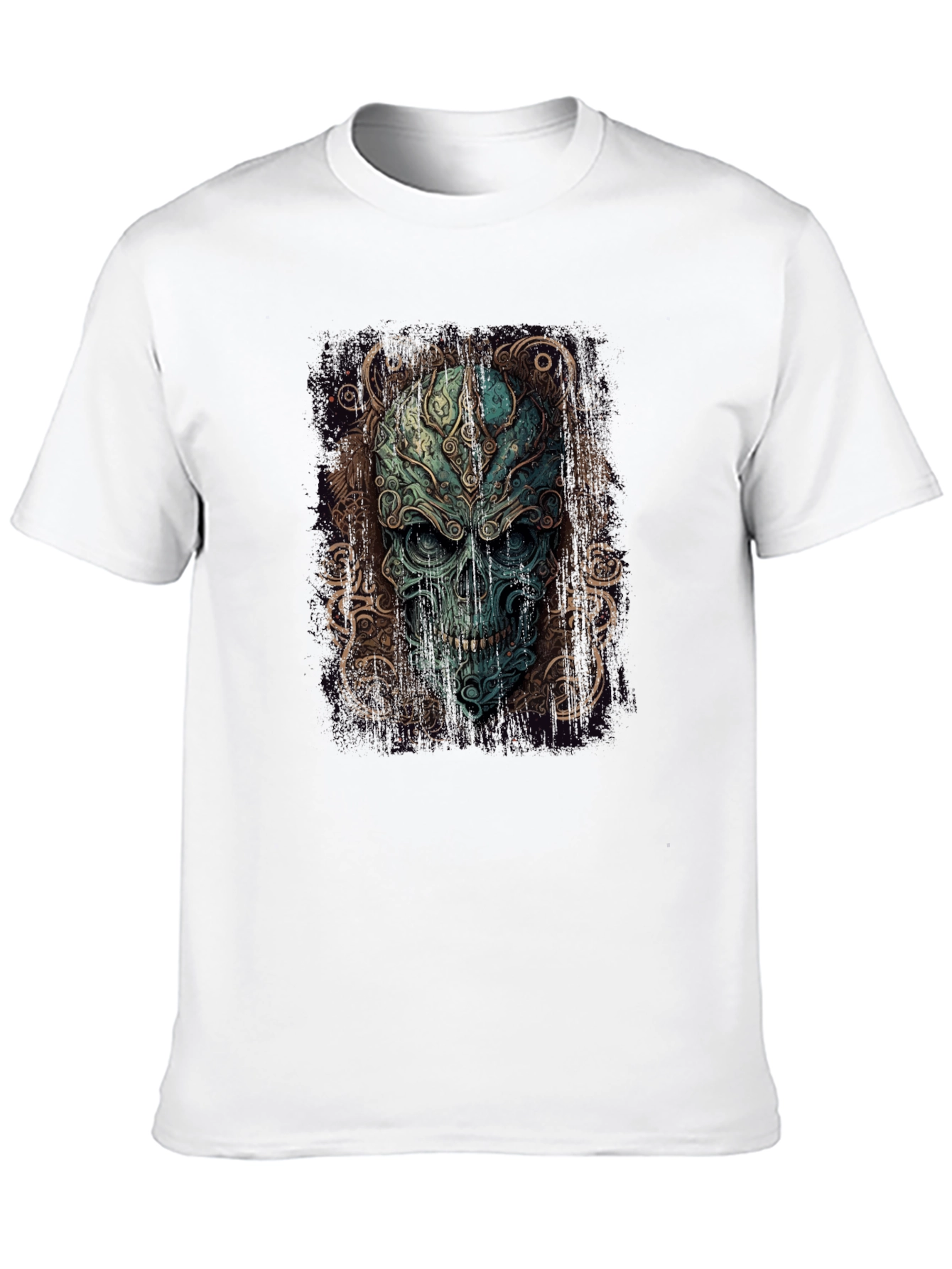 Ornate Skull Graphic Print Black T-Shirt