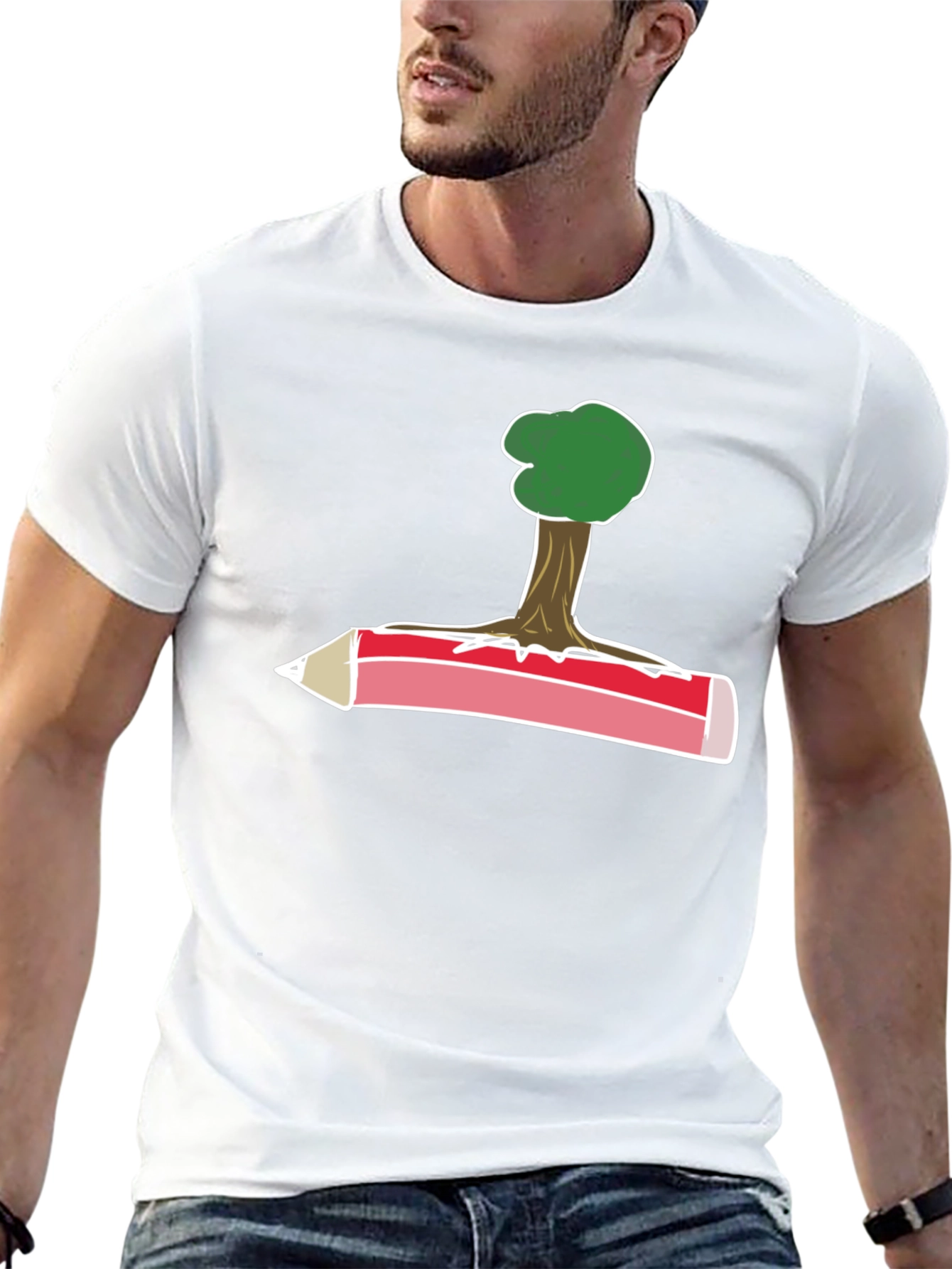Tree & Pencil T-Shirt - Nature Inspired Tee