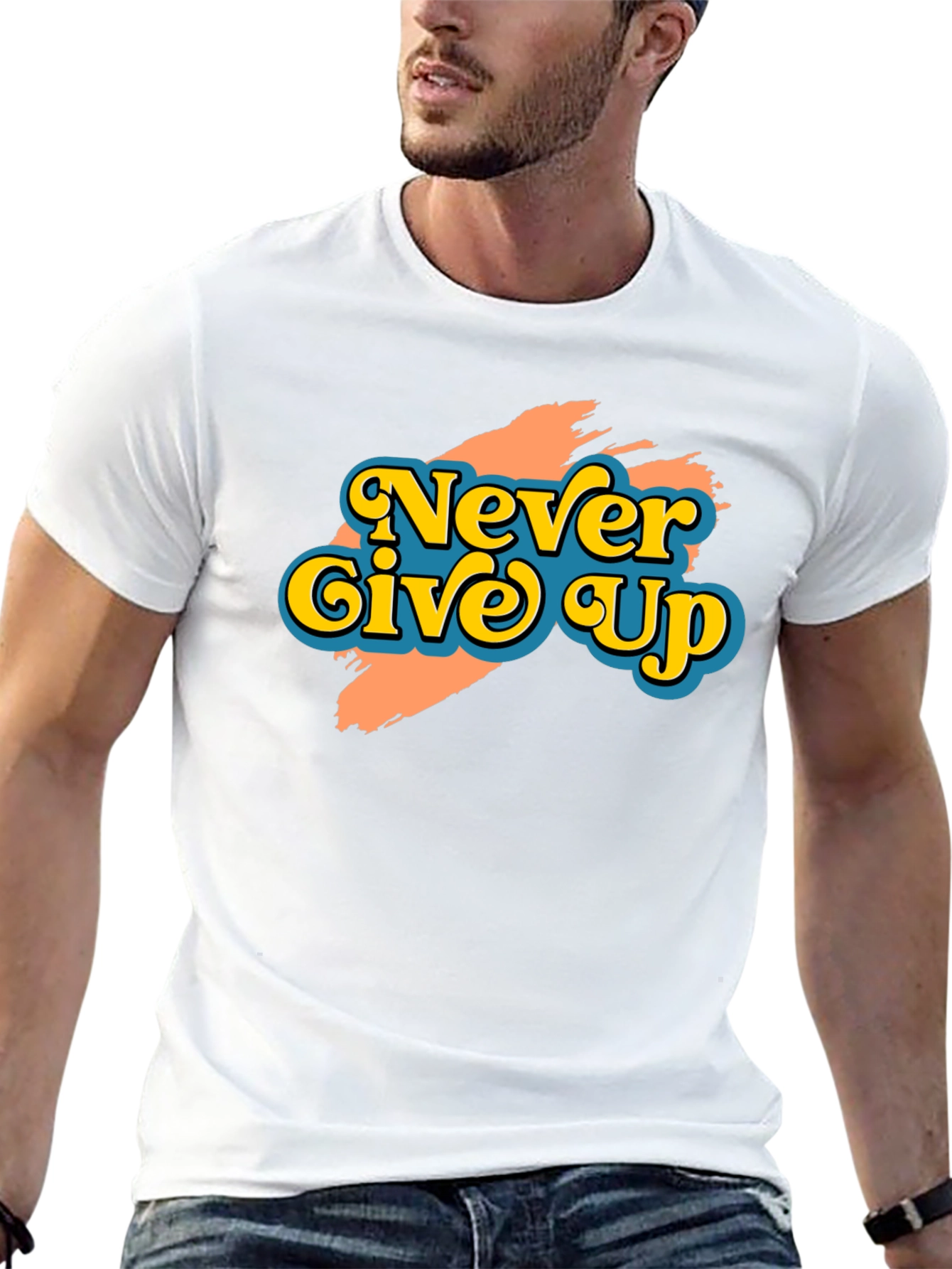 Never Give Up Retro Graphic T-Shirt