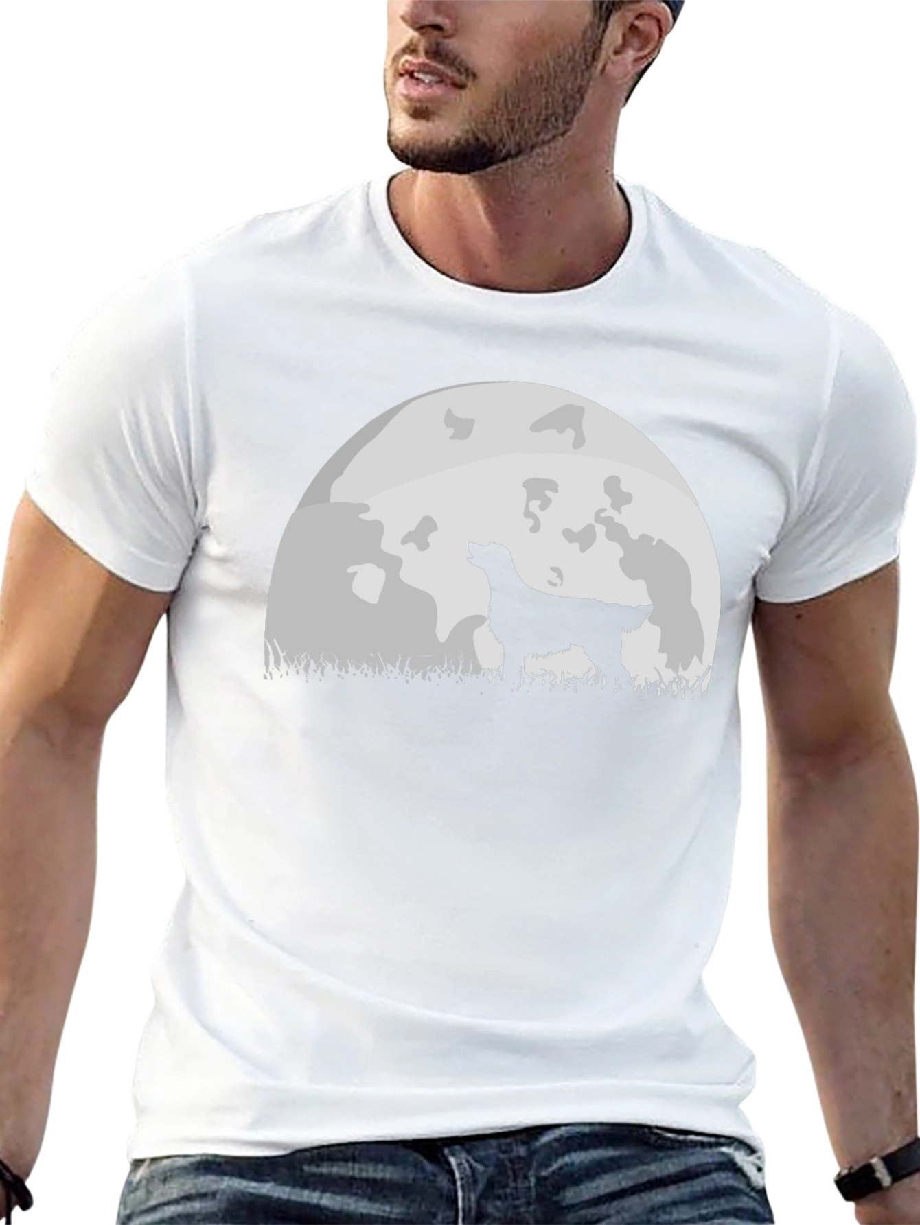 Dog Howling at Moon Graphic Tee - Black