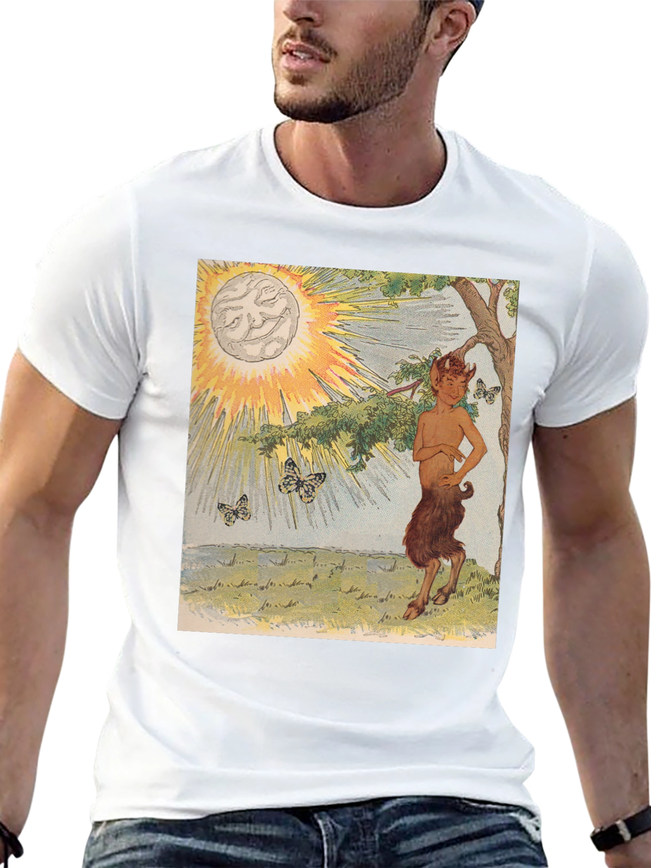 Mythical Faun Graphic Tee - Unique Fantasy Shirt