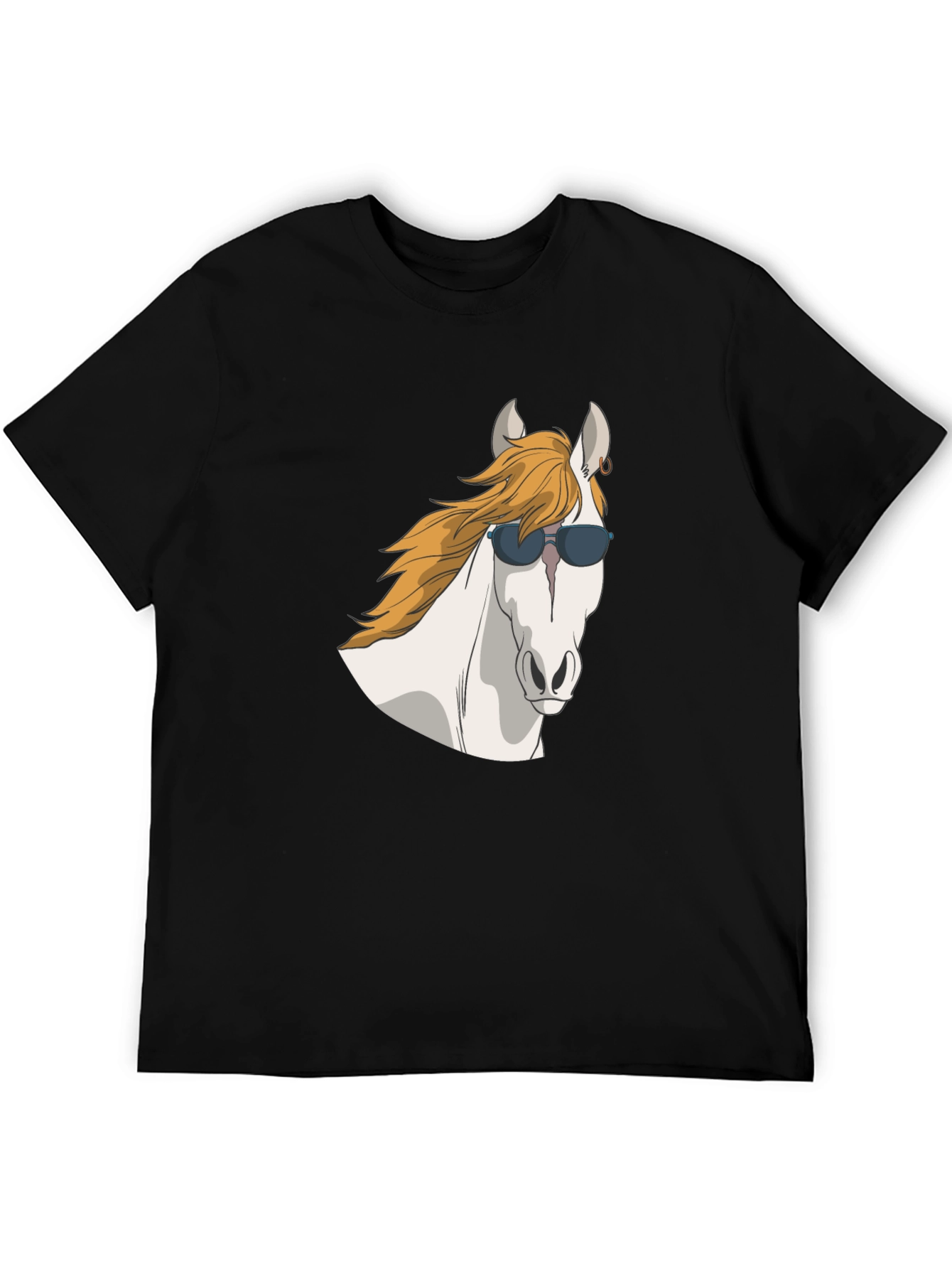 Cool Horse Graphic Tee - Black Cotton T-Shirt