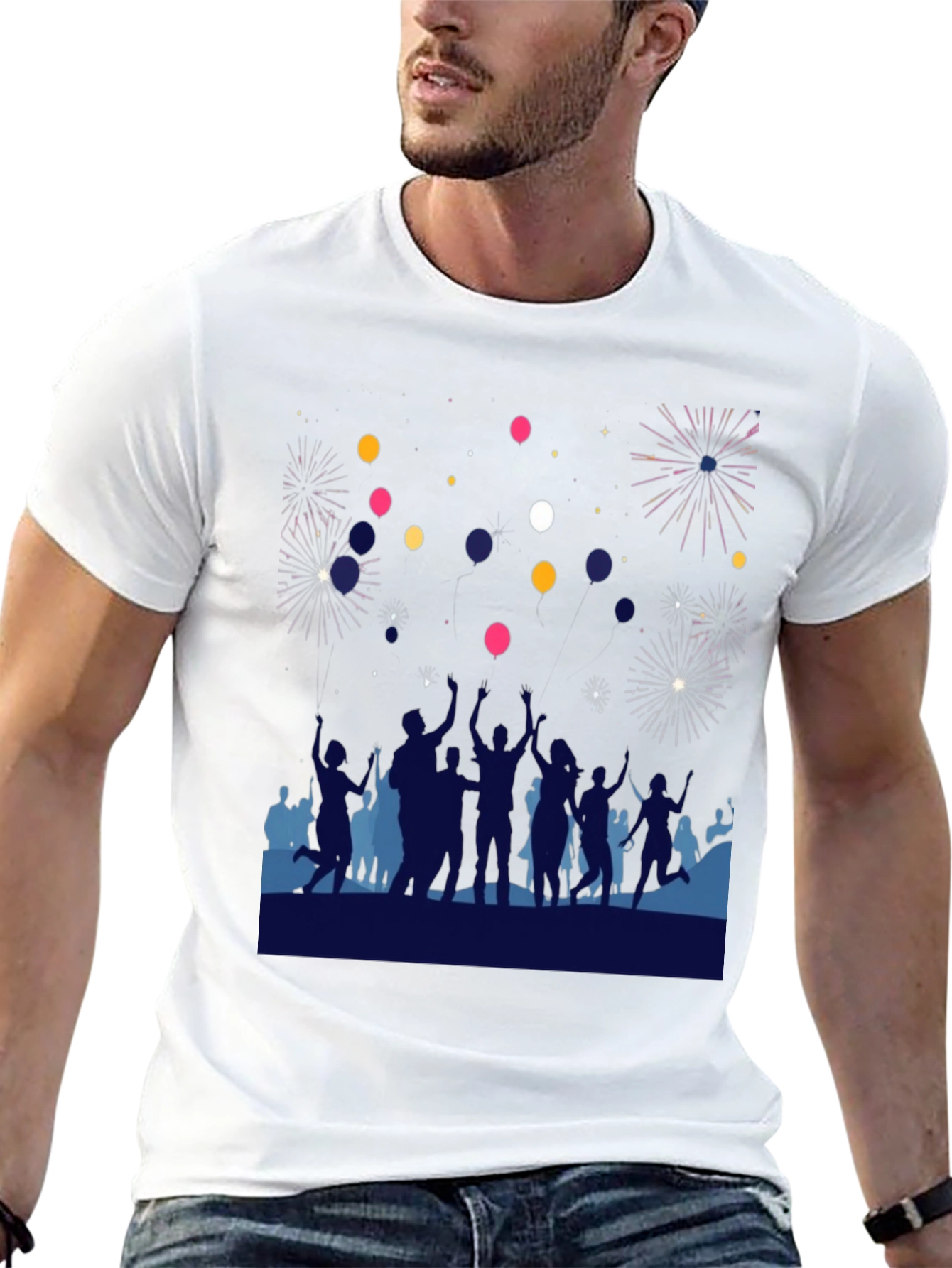Celebration T-Shirt - Fireworks & Balloons