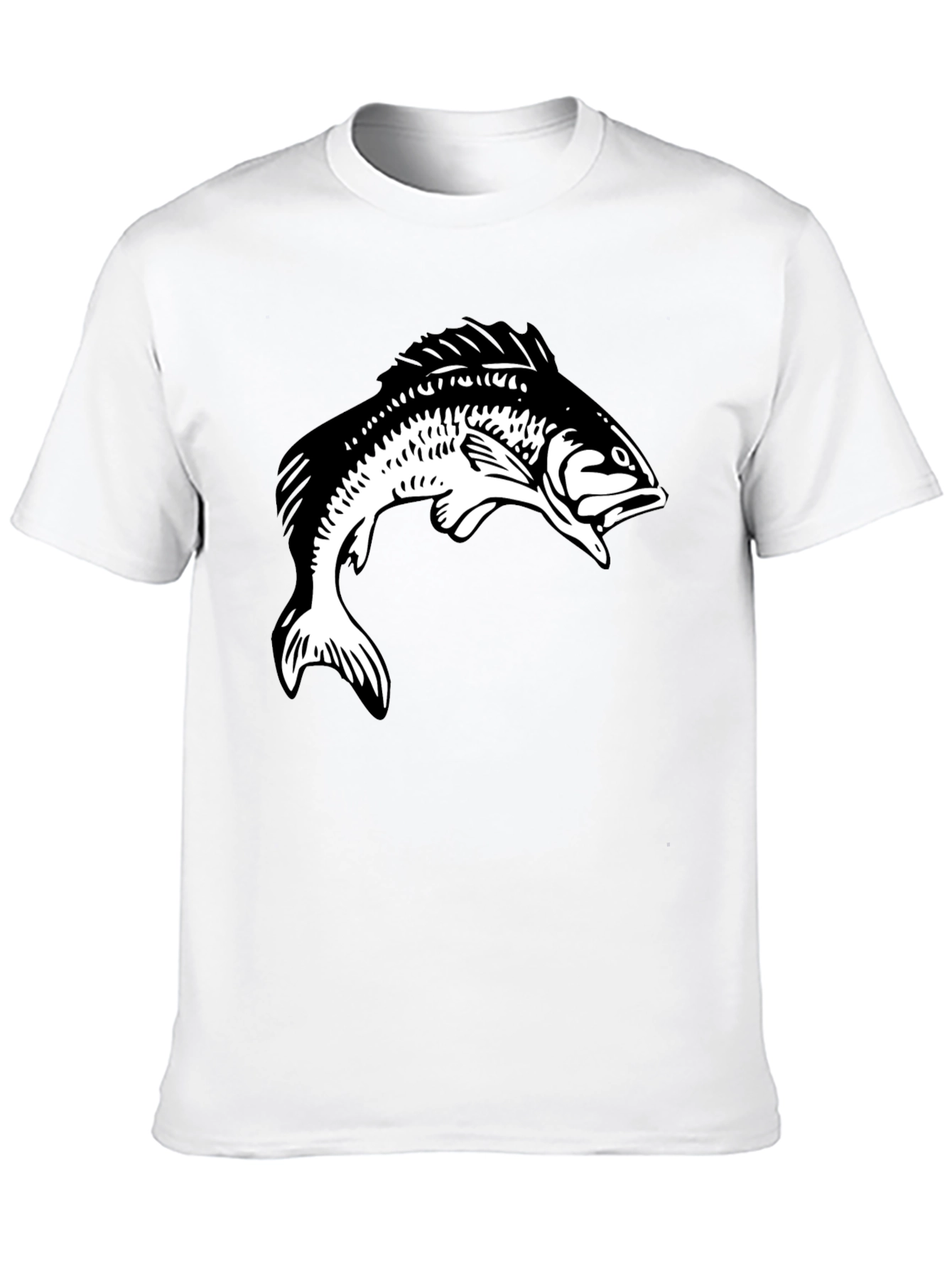 Fish Graphic Tee - Black Cotton T-Shirt