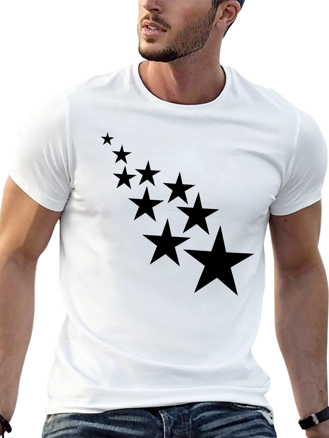 Black Starfall Tee - Stylish Mens Cotton T-Shirt