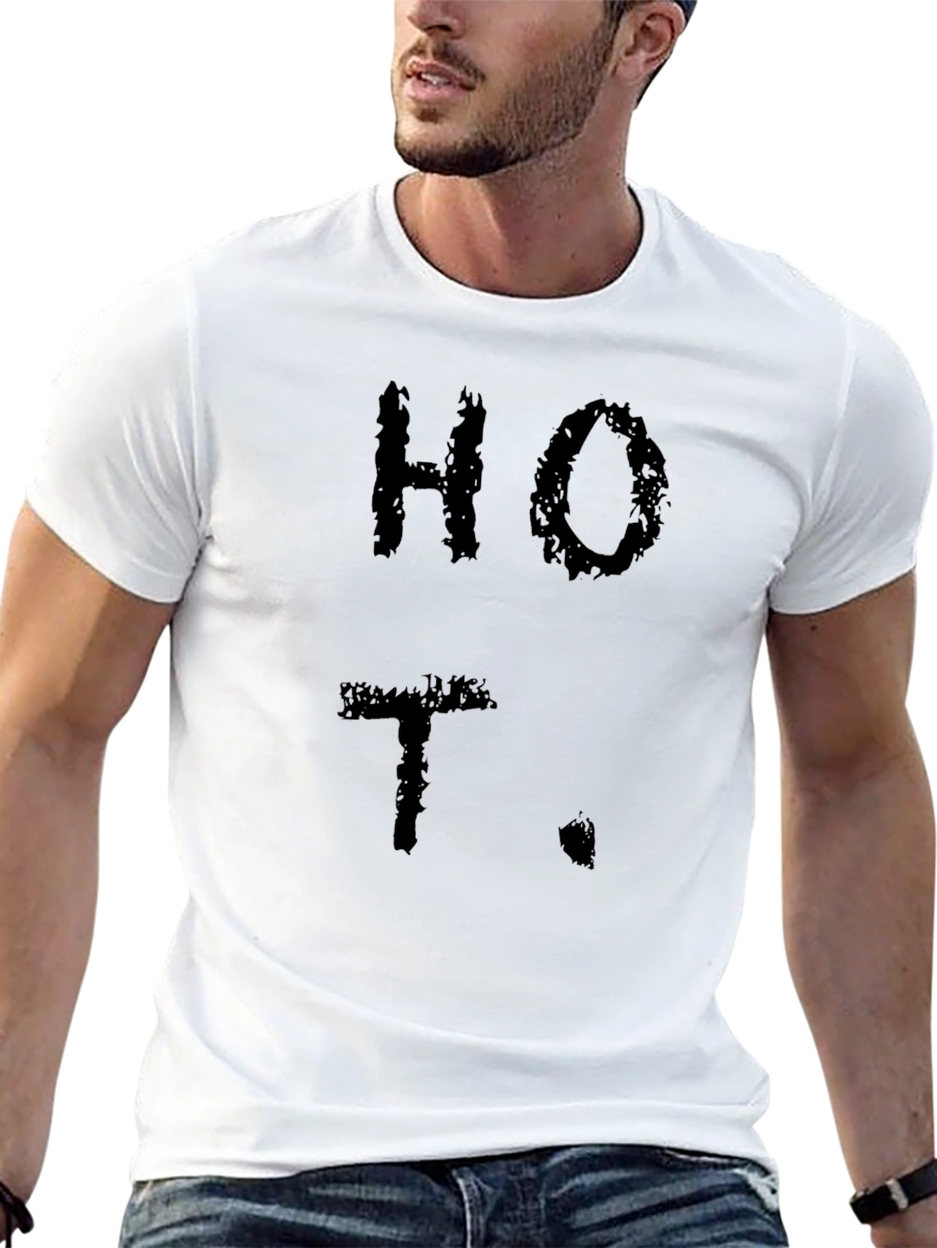HOT. Black Graphic T-Shirt - Bold Statement Tee