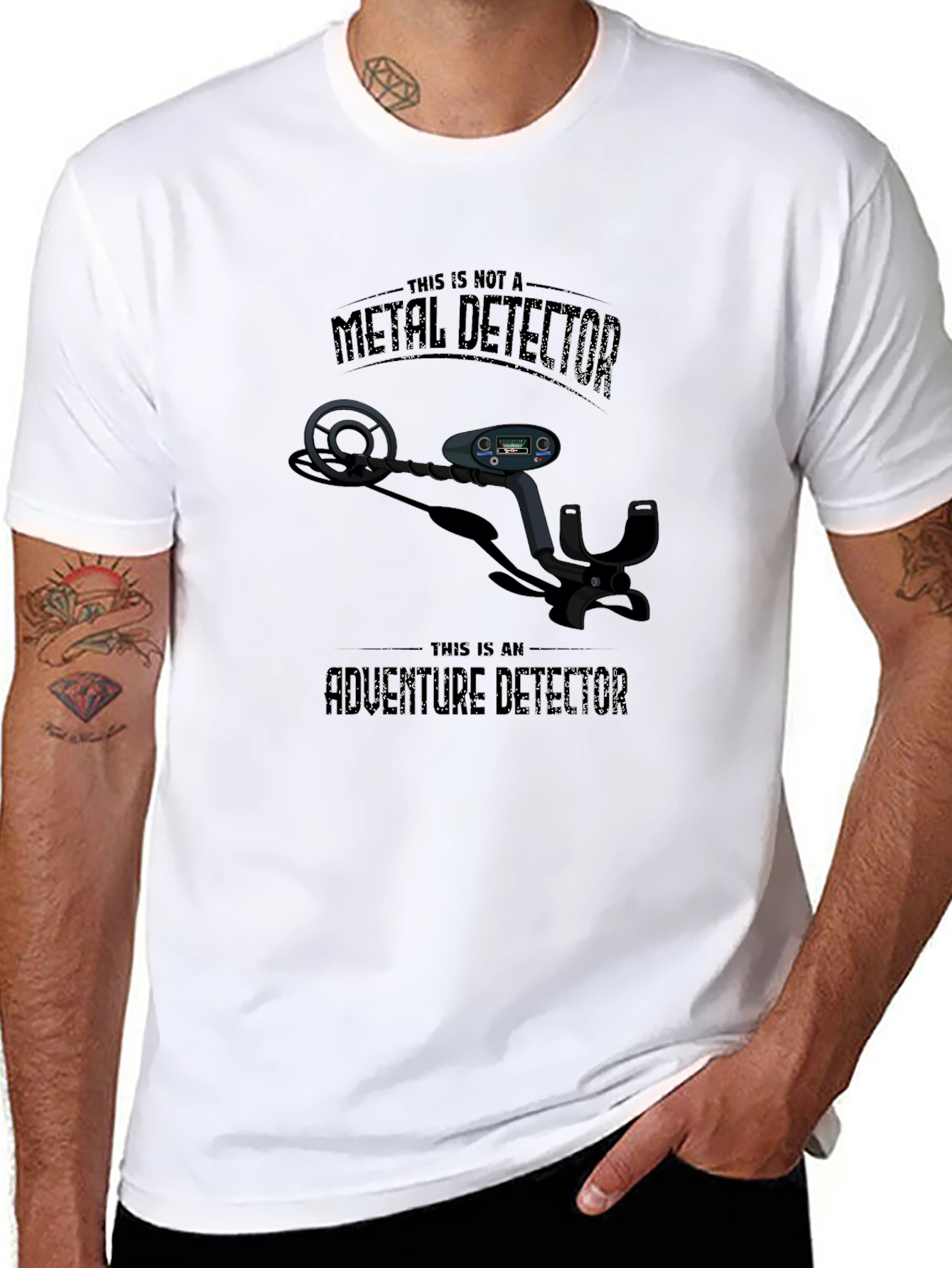 Metal Detector Graphic T-Shirt Novelty Hunter Tee
