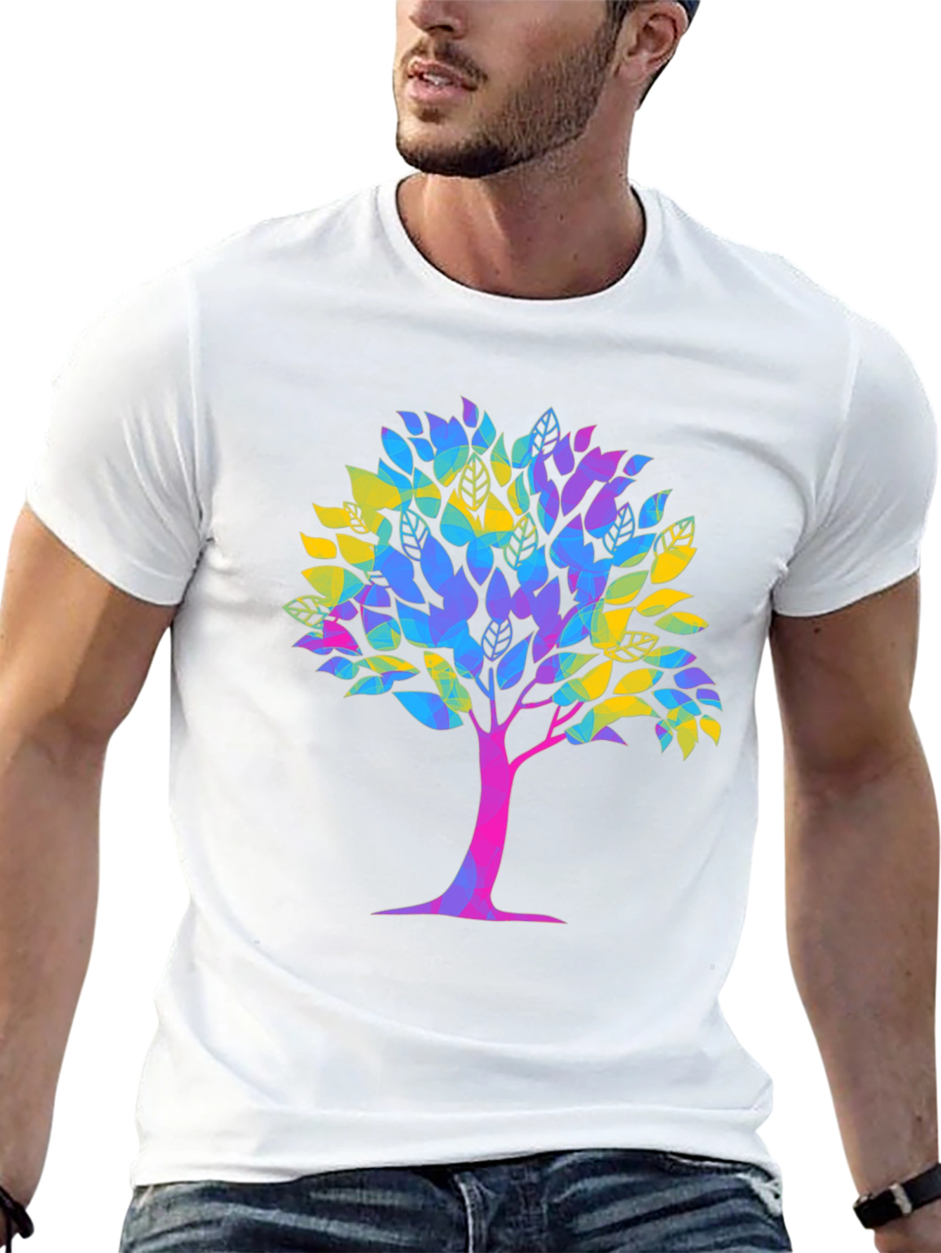 Vibrant Tree Graphic Tee - Unisex Black T-Shirt