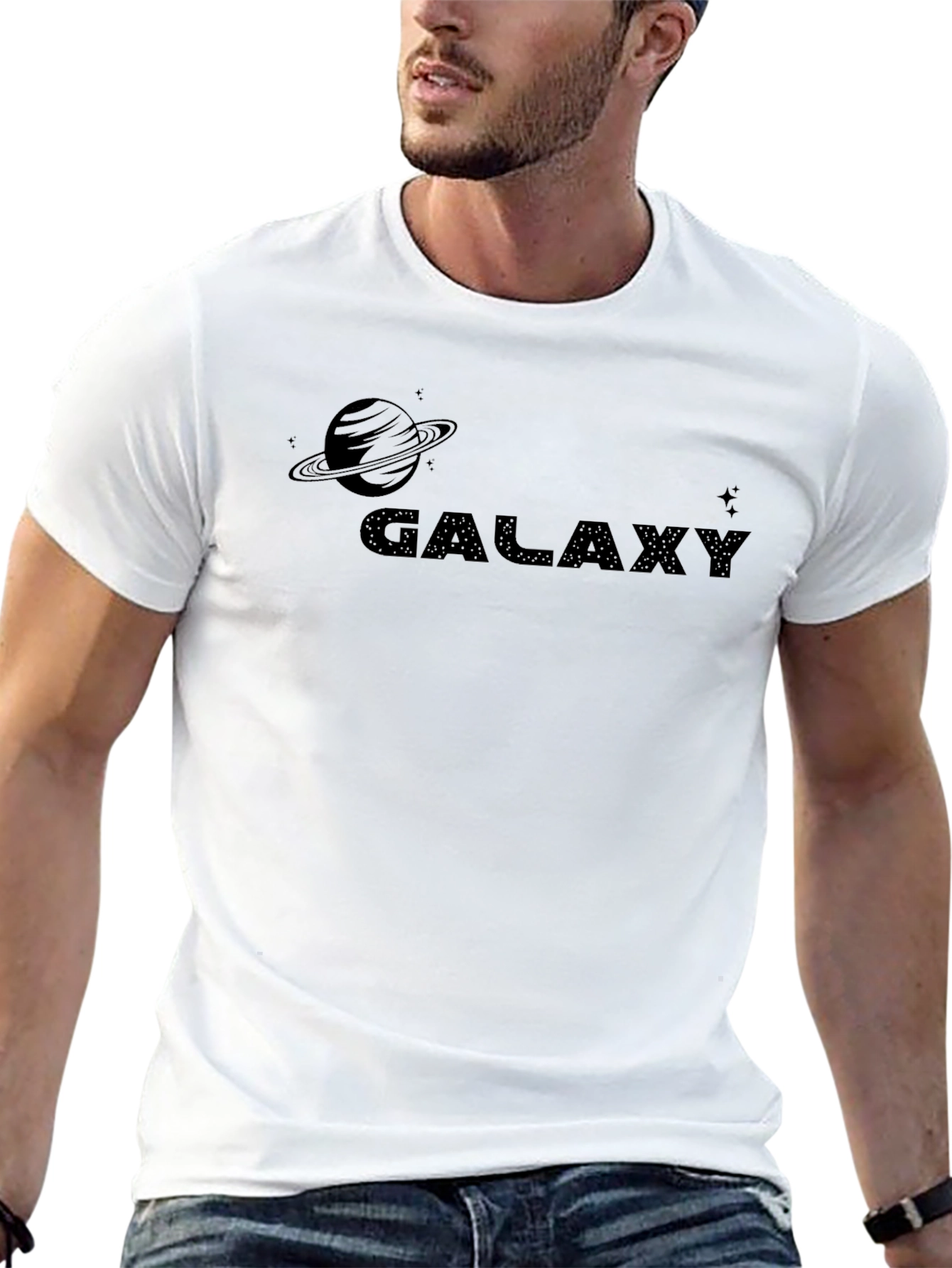Galaxy Graphic Print Crew Neck T-Shirt