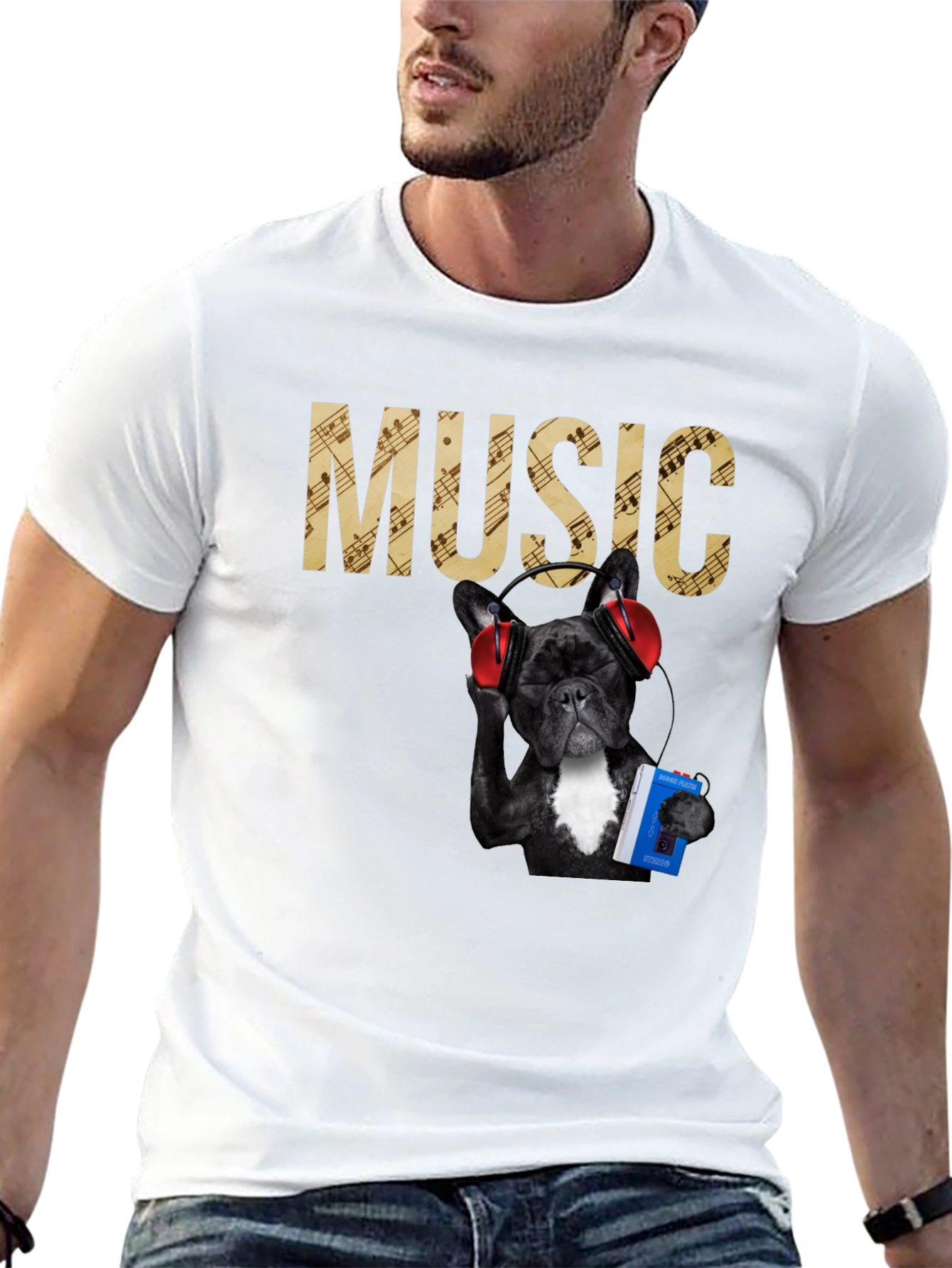 Music Lover Tee - Dog with Headphones