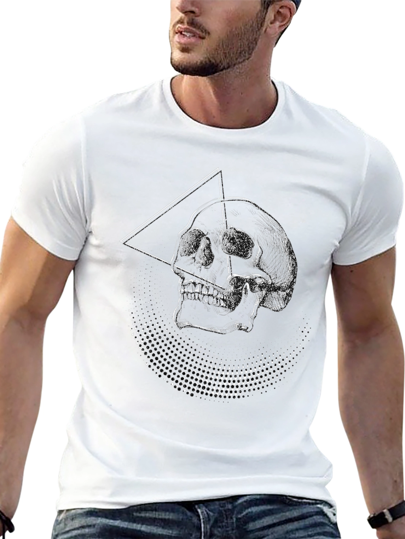Geometric Skull Graphic Black T-Shirt