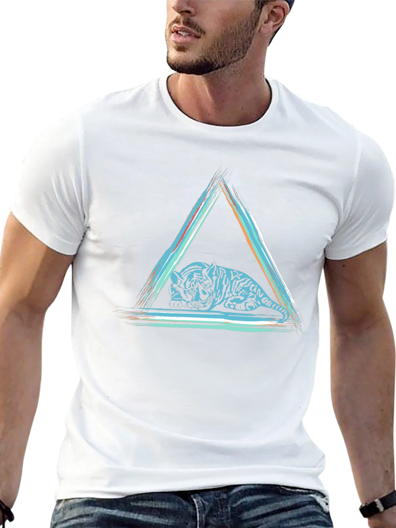 Triangle Tiger Graphic Tee - Cool Casual Style