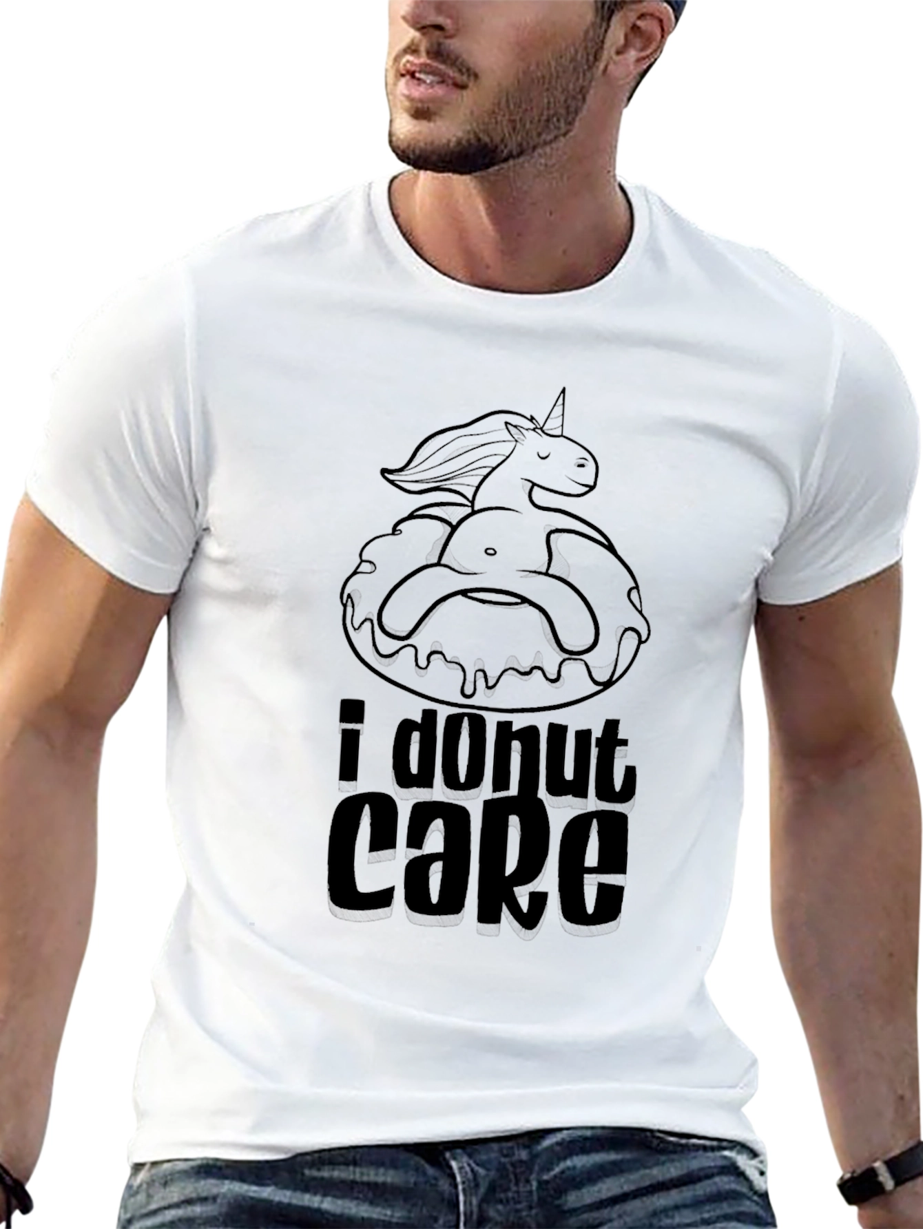 I Donut Care Black T-Shirt Funny Graphic Tee