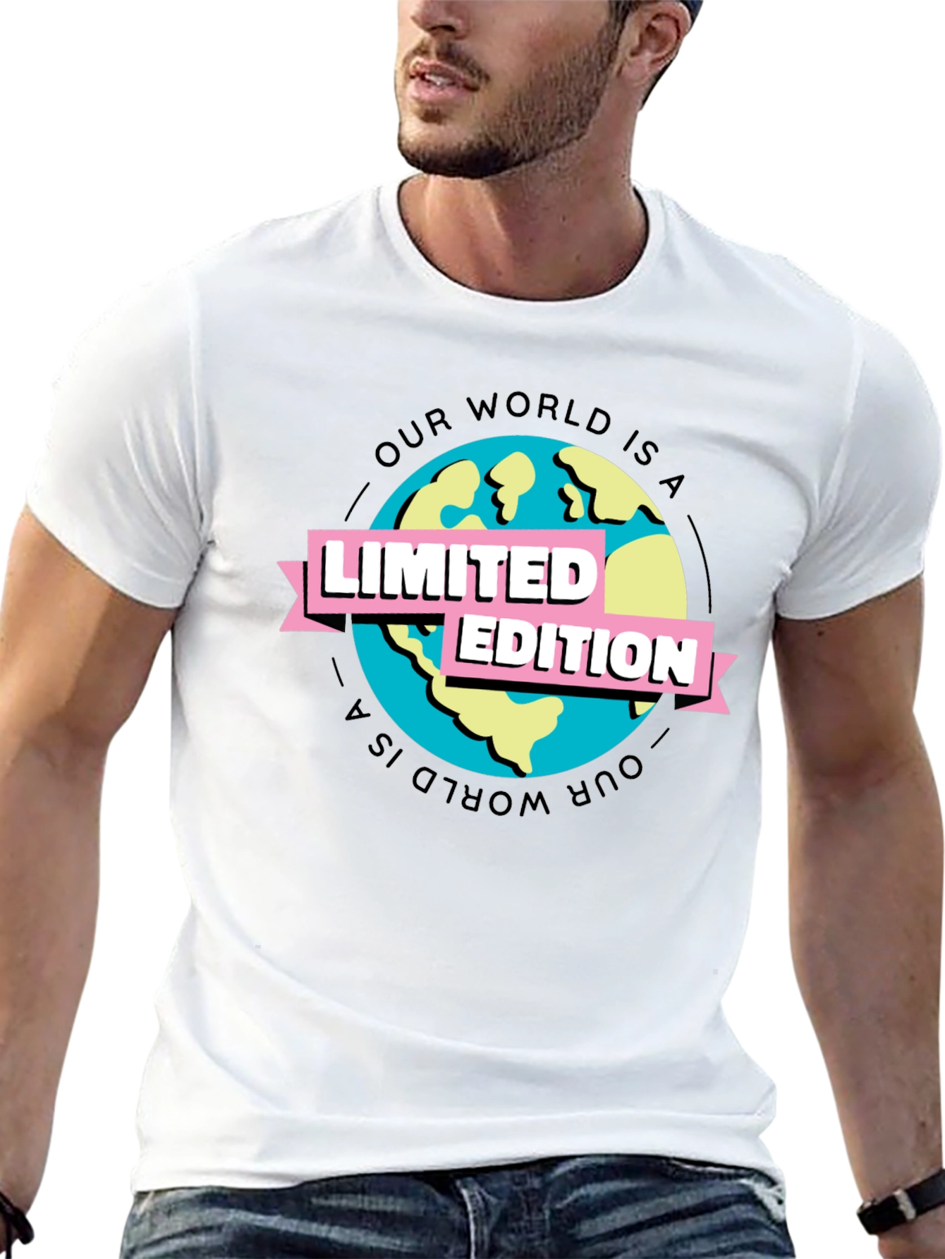 Limited Edition Earth Graphic Tee - Black Cotton T-Shirt