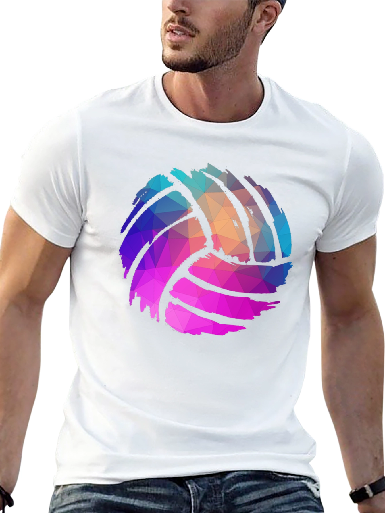 Geometric Volleyball Graphic Tee - Mens Black T-Shirt