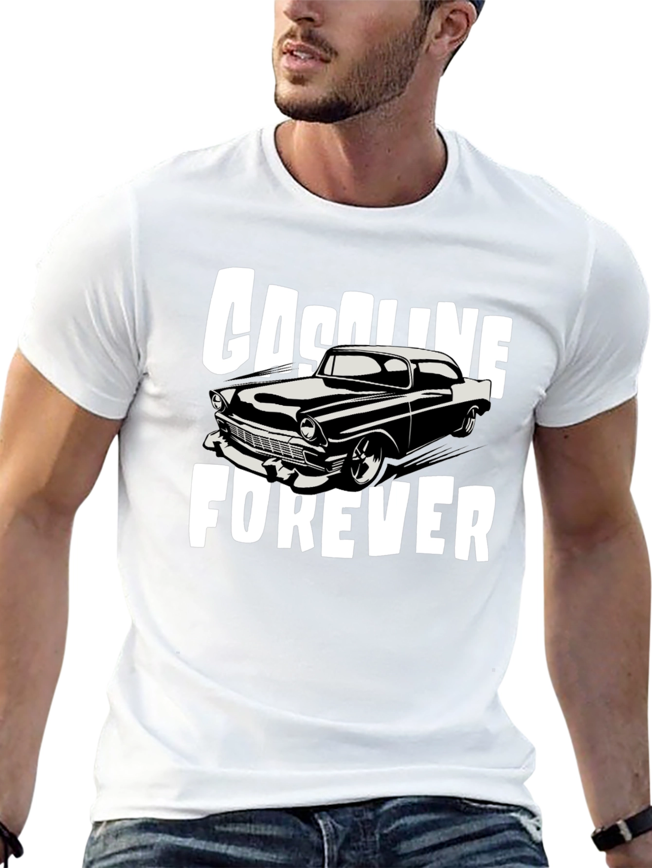 Gasoline Forever Classic Car Graphic T-Shirt