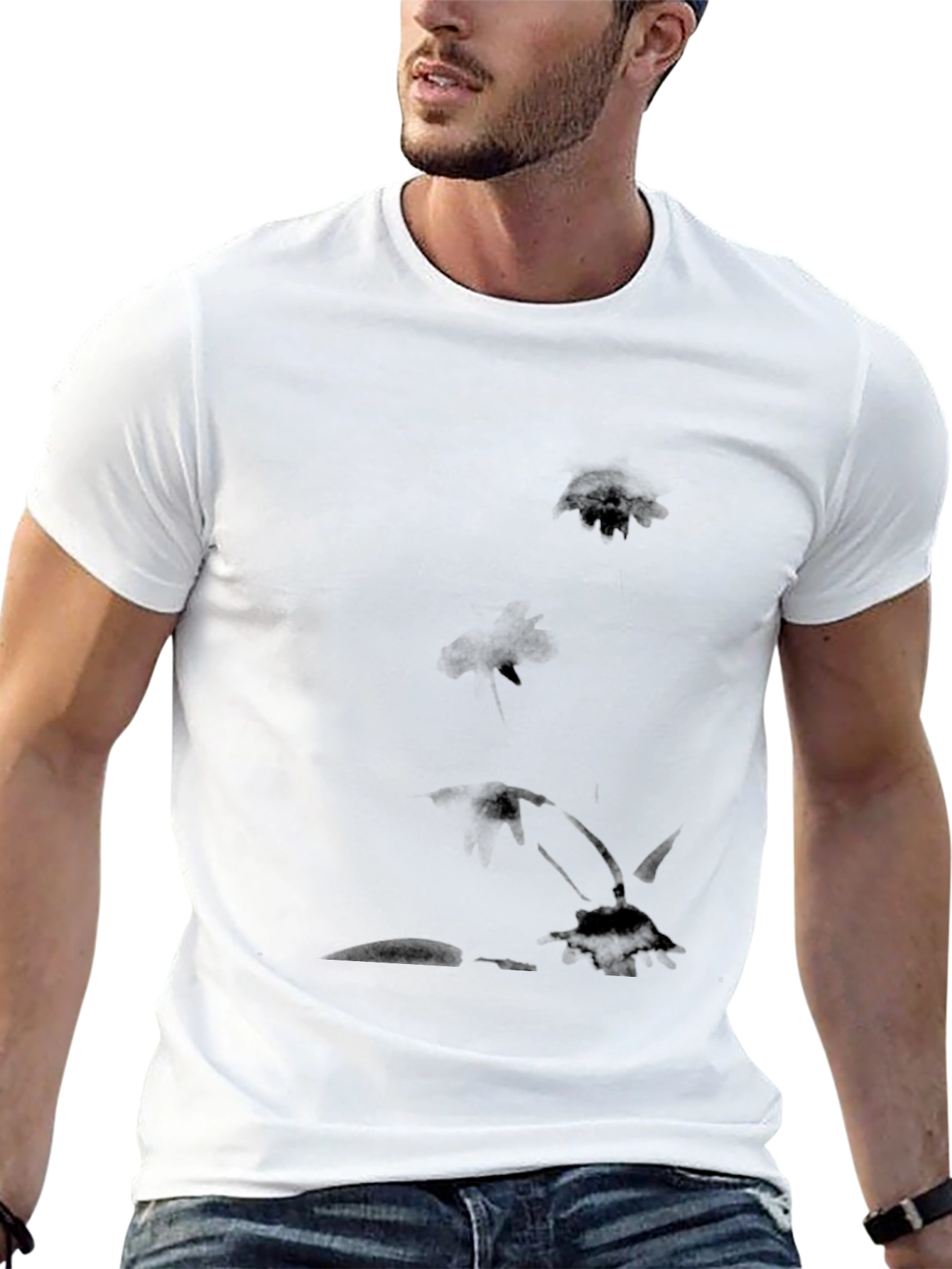 Mens Black Graphic Tee - Lotus Pond Design