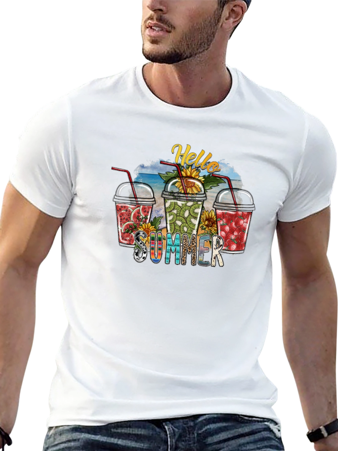 Hello Summer Fruit Smoothie Graphic Tee