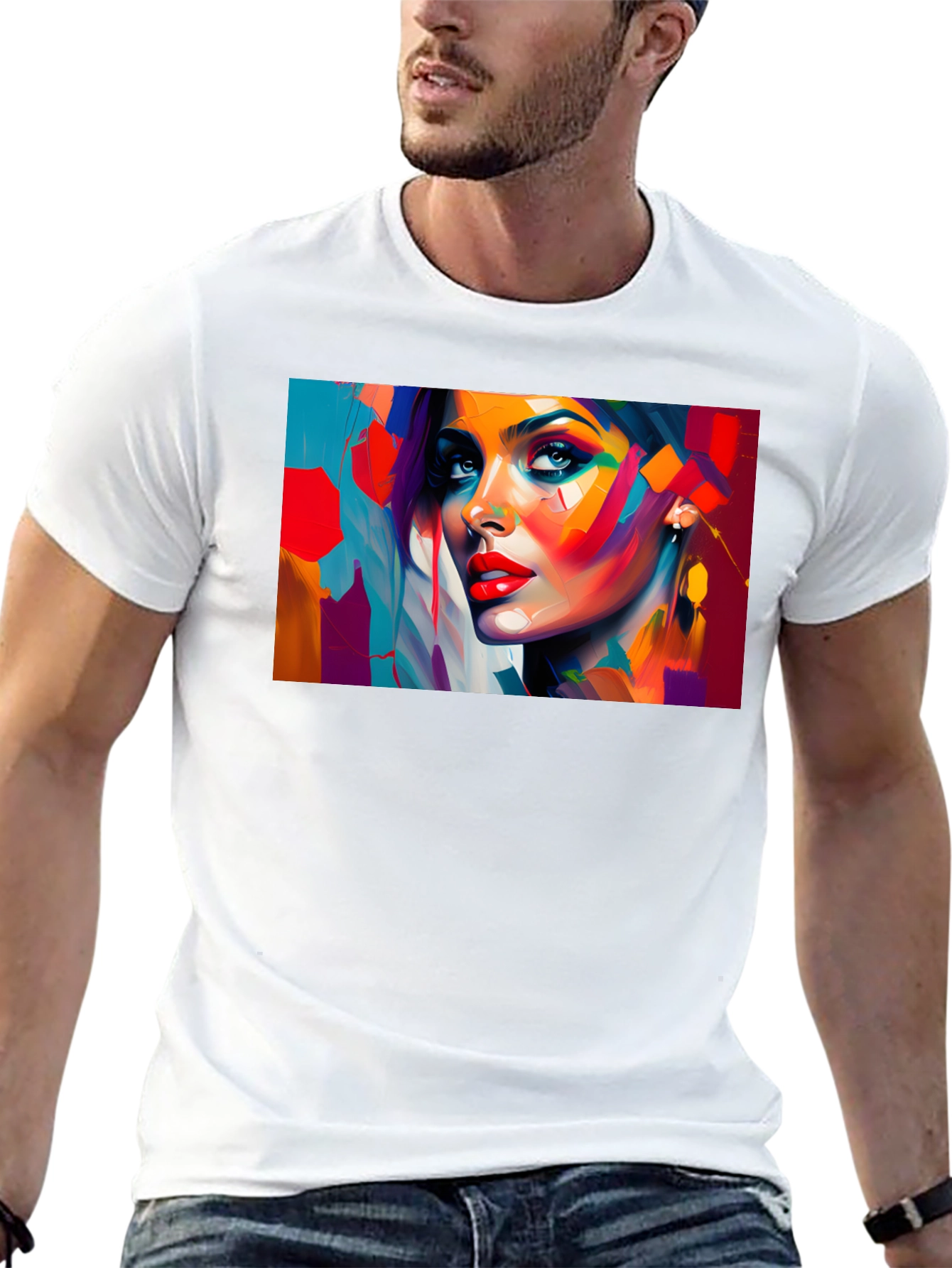 Abstract Woman Portrait Black T-Shirt